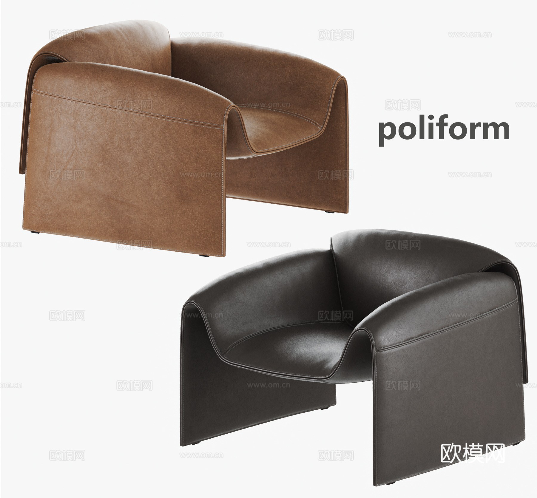 POLIFORM意式现代休闲椅组合 螃蟹椅 沙发椅 休闲沙发su模型