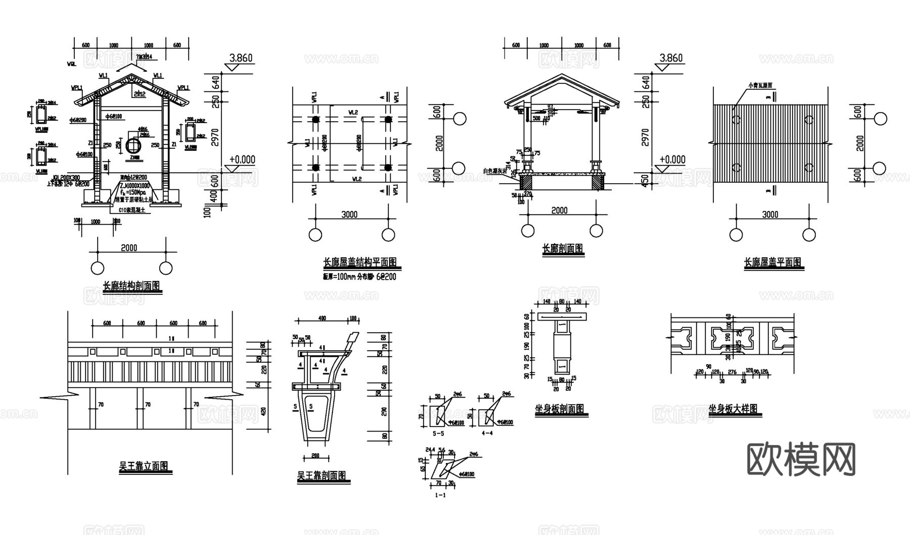 古建亭廊cad施工图