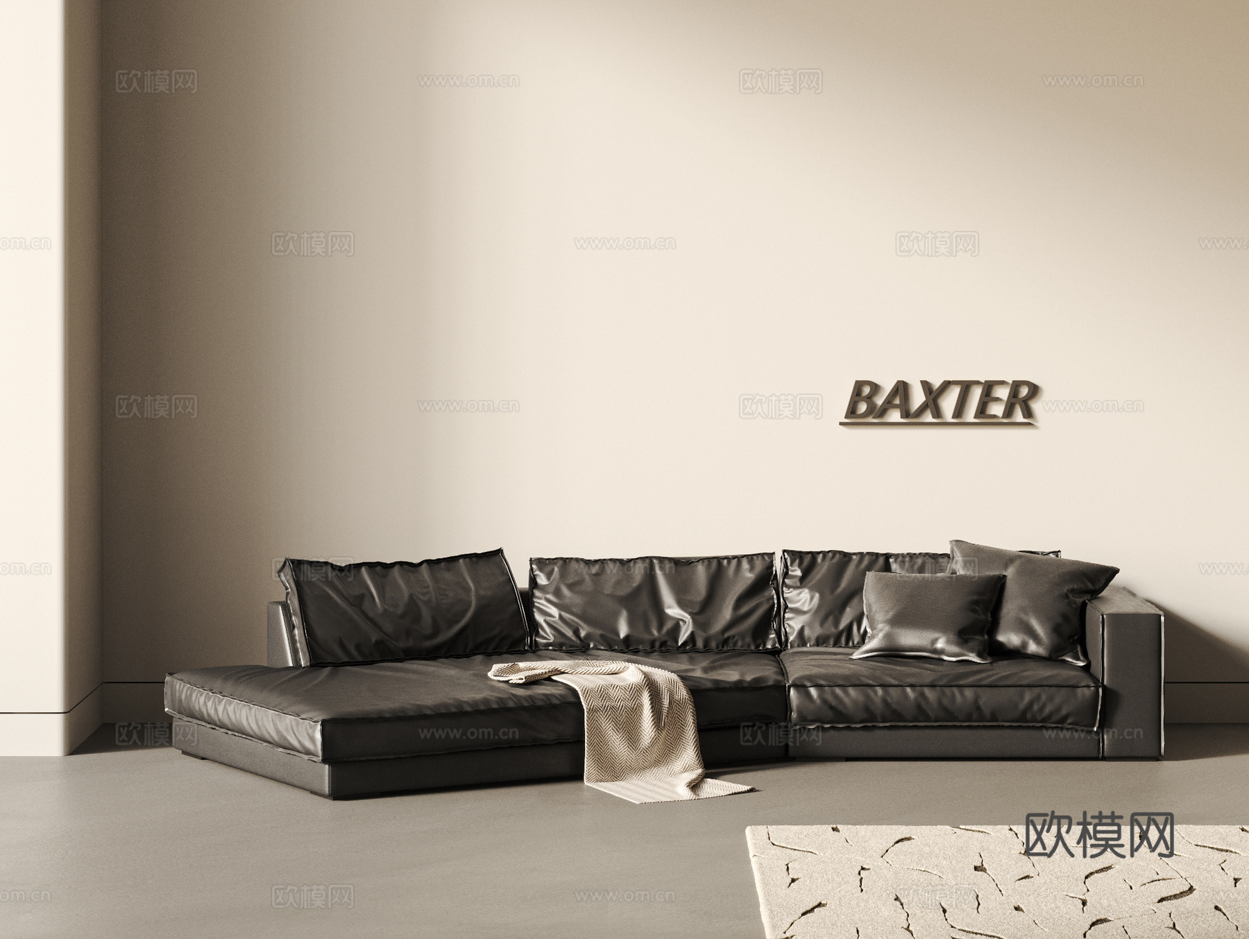 BAXTER现代意式沙发 布达佩斯沙发 大转角沙发su模型