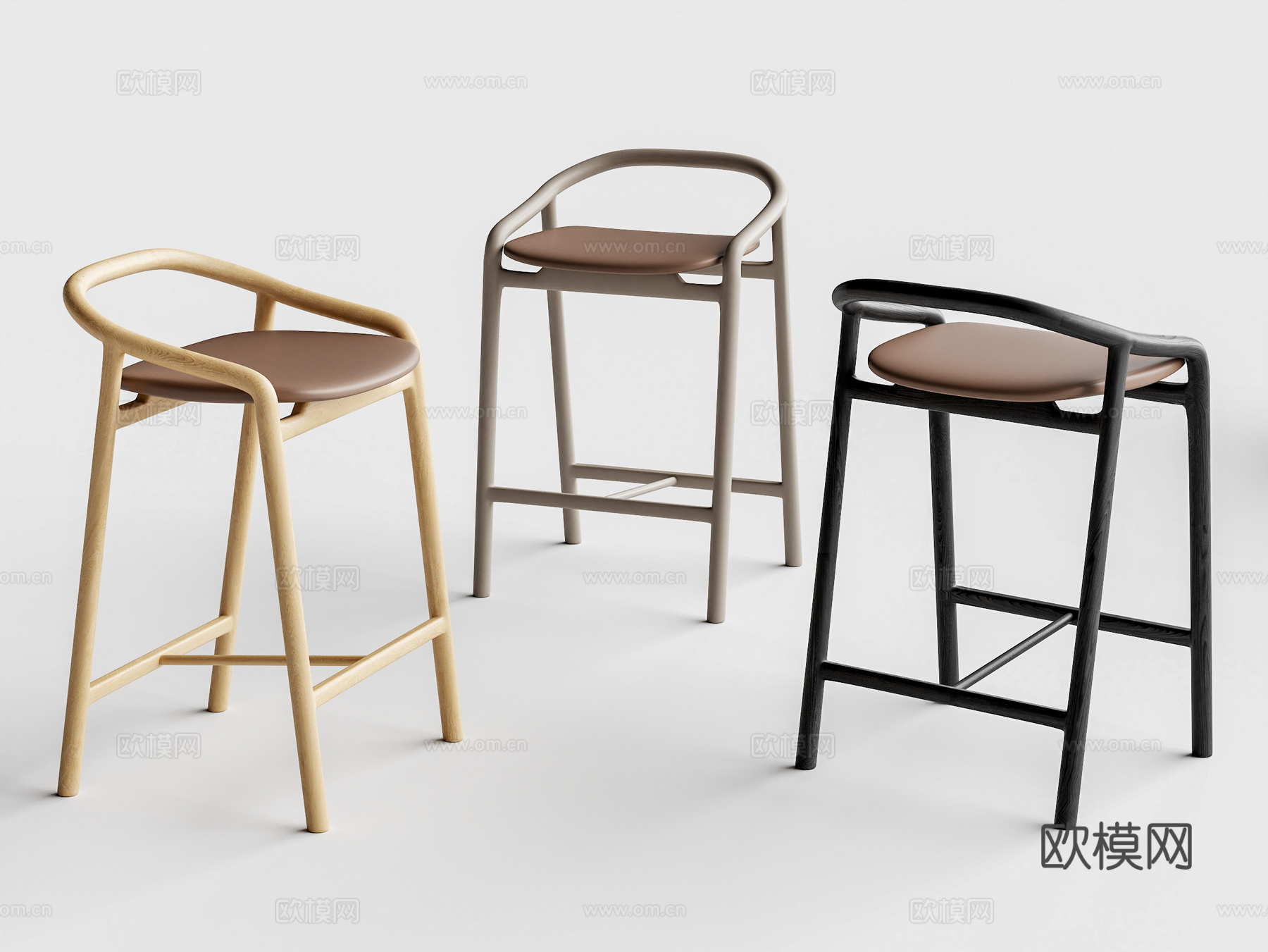 Brion现代吧椅 原木吧椅su模型