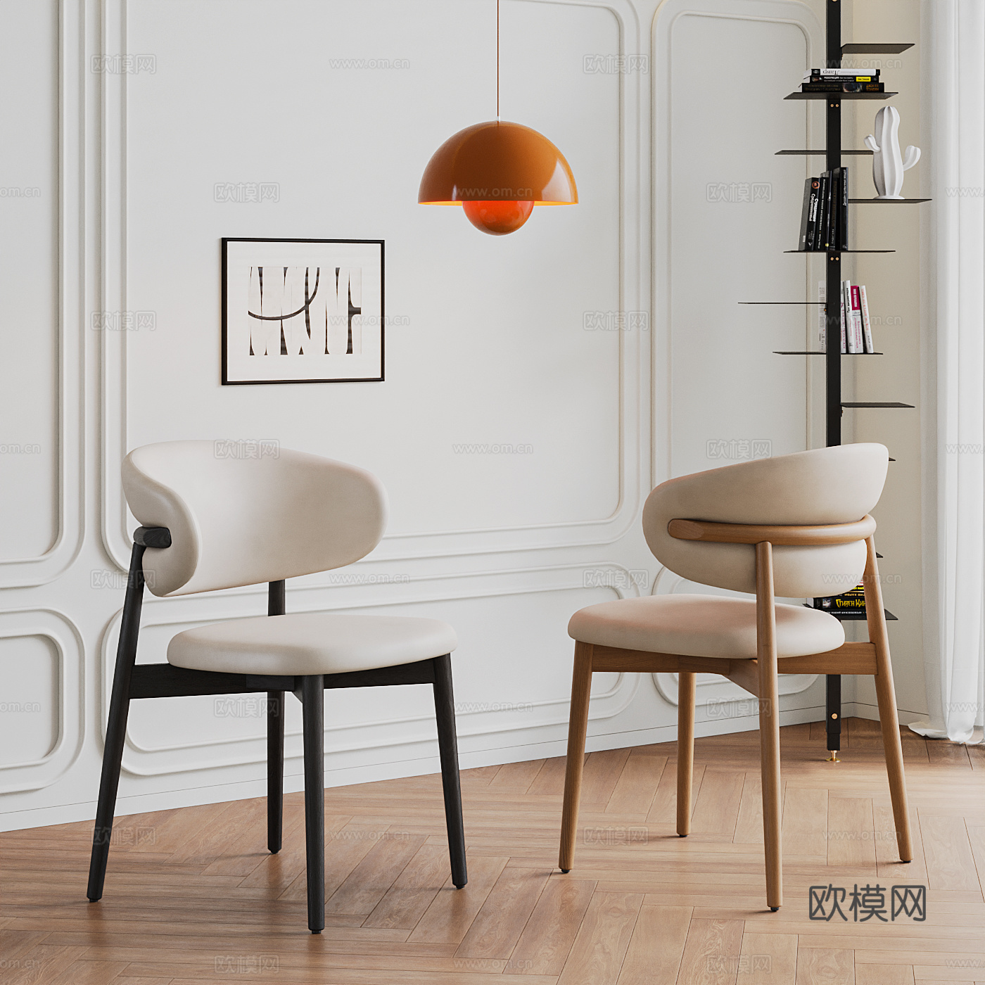 Calligaris 现代餐椅 实木餐椅 旋转书架 吊灯su模型