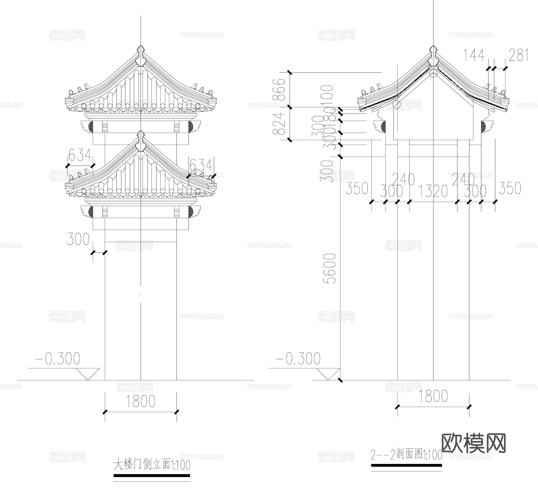 大楼门详图cad施工图