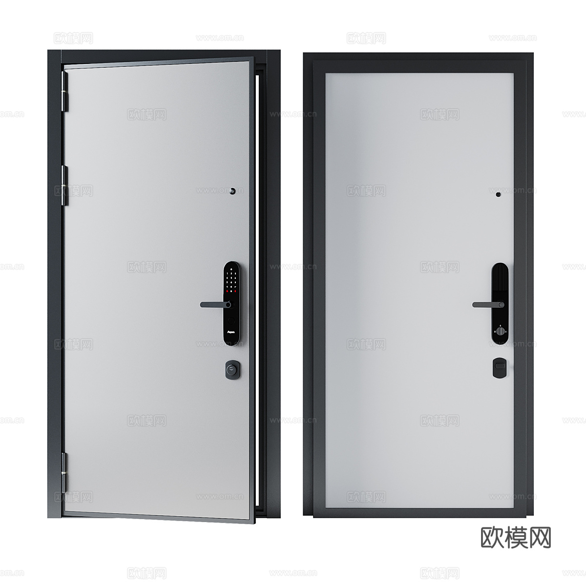 现代意式带指纹锁入户门 套装门 单开门3d模型