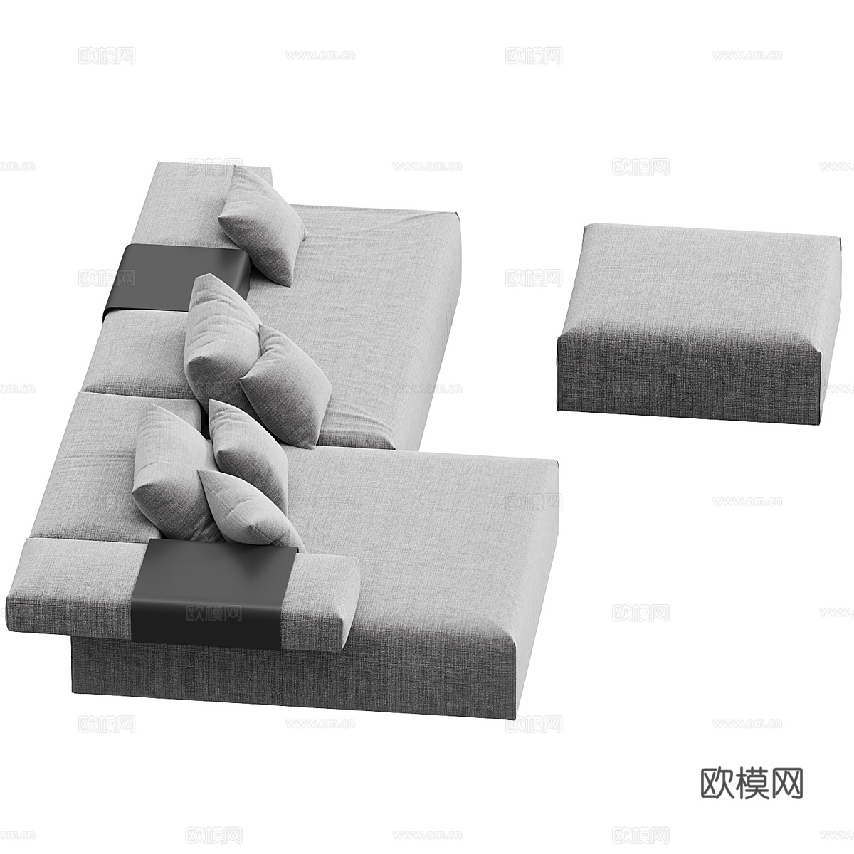 现代意式布艺组合沙发3d模型
