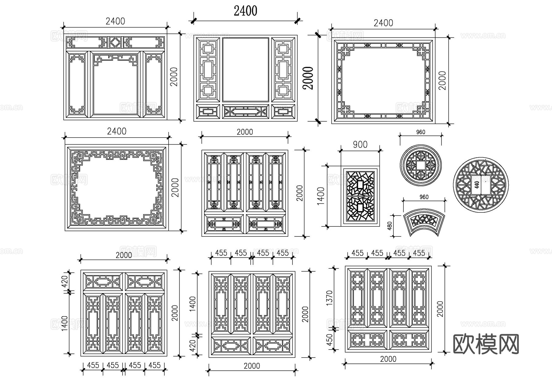 古建筑窗cad施工图