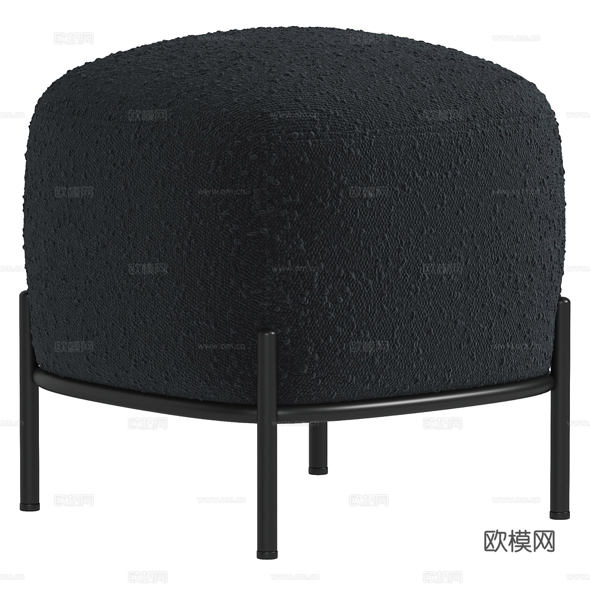 现代意式奶油风布艺圆凳3d模型