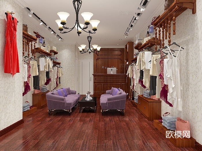法式欧式复古服装店3d模型