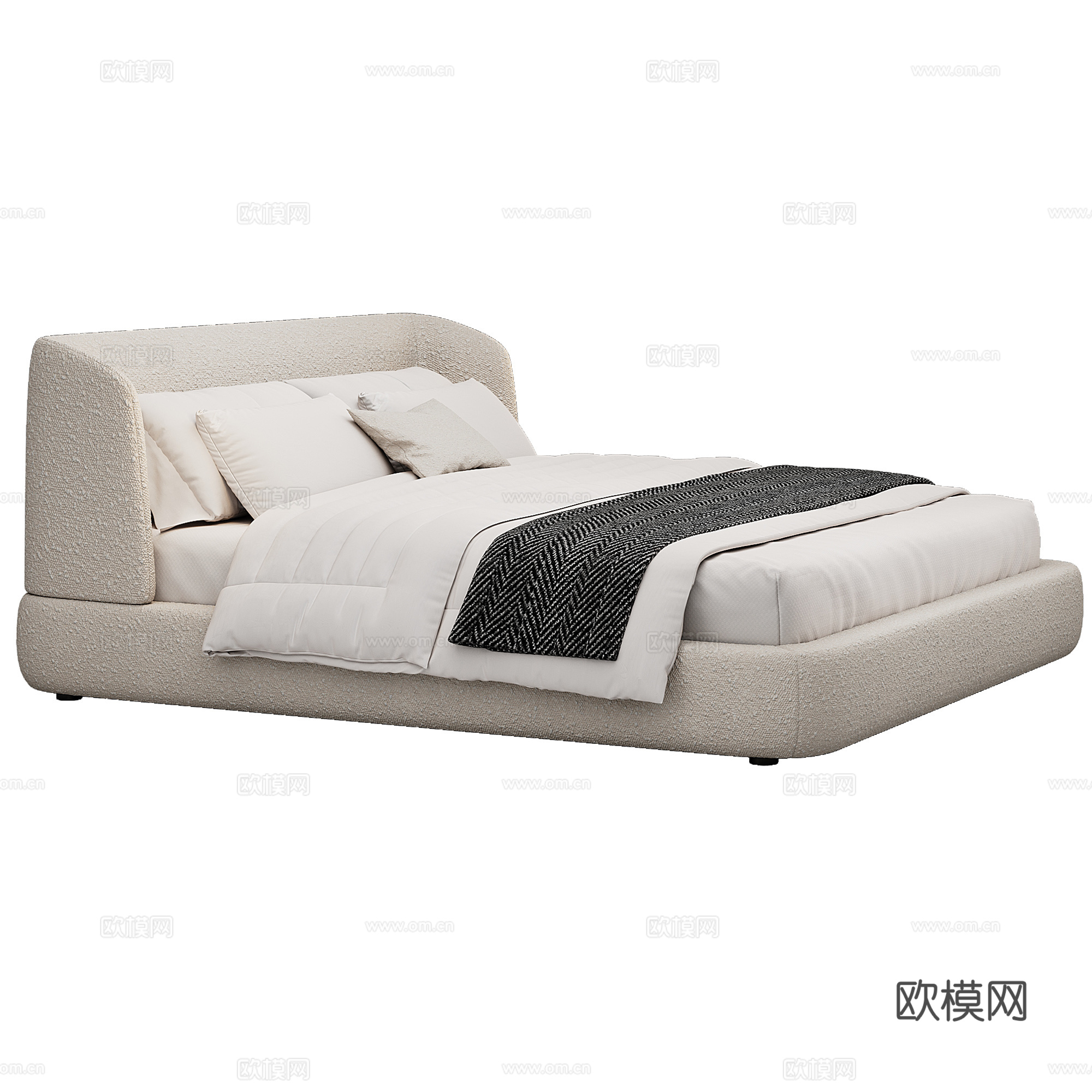 MisuraEmme 软床 布艺 双人床 床品 抱枕3d模型