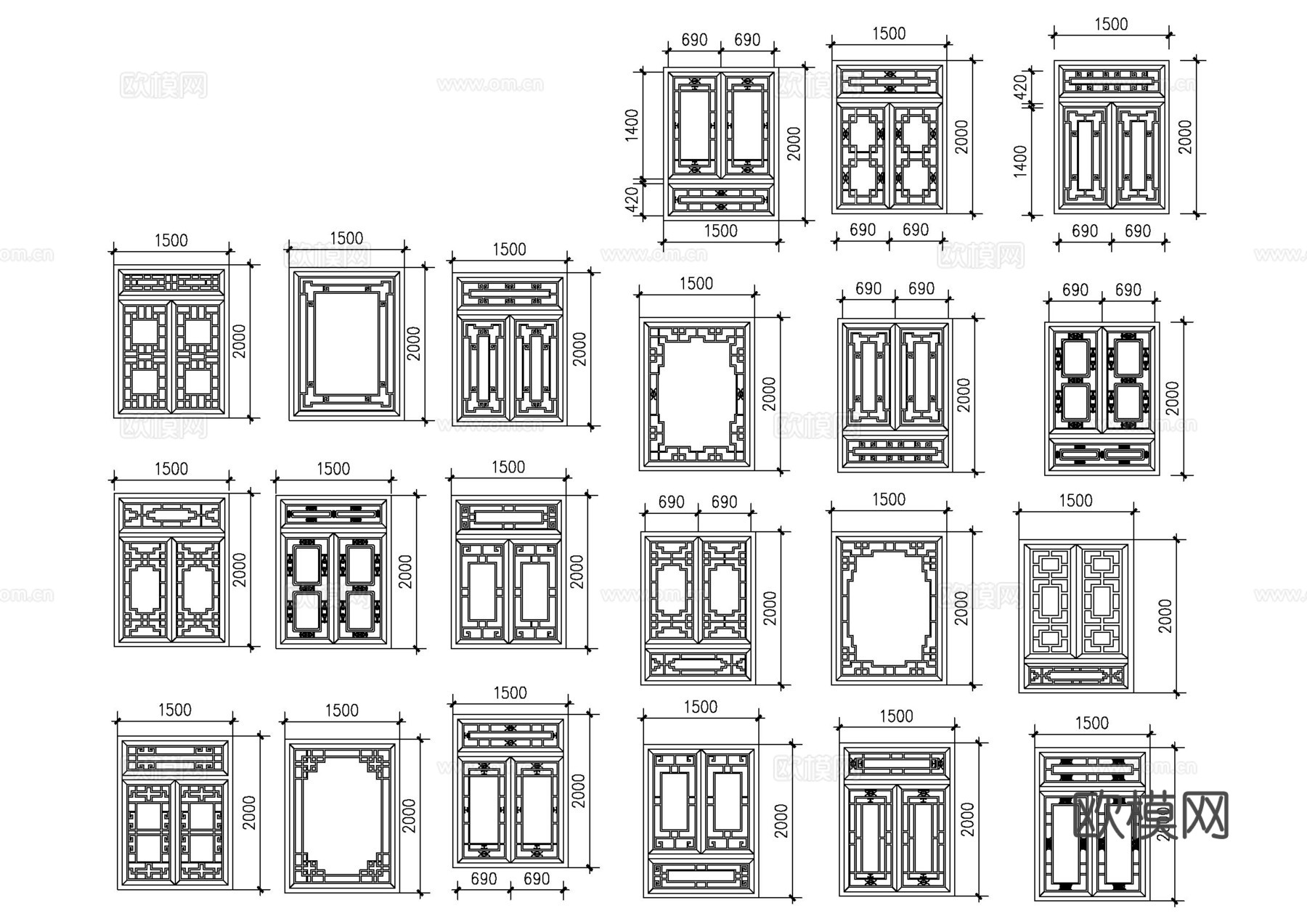 古建筑窗cad施工图