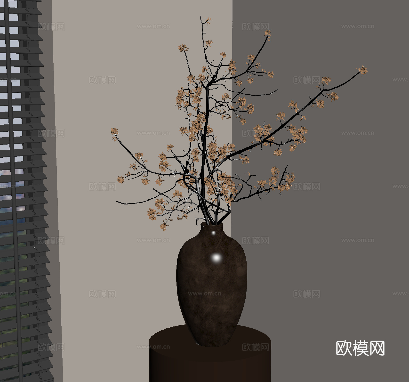 陶罐花瓶 花瓶花艺 干枝花艺su模型