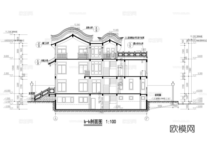 仿古住宅-節(jié)點(diǎn)圖cad施工圖下載(渲染圖1)