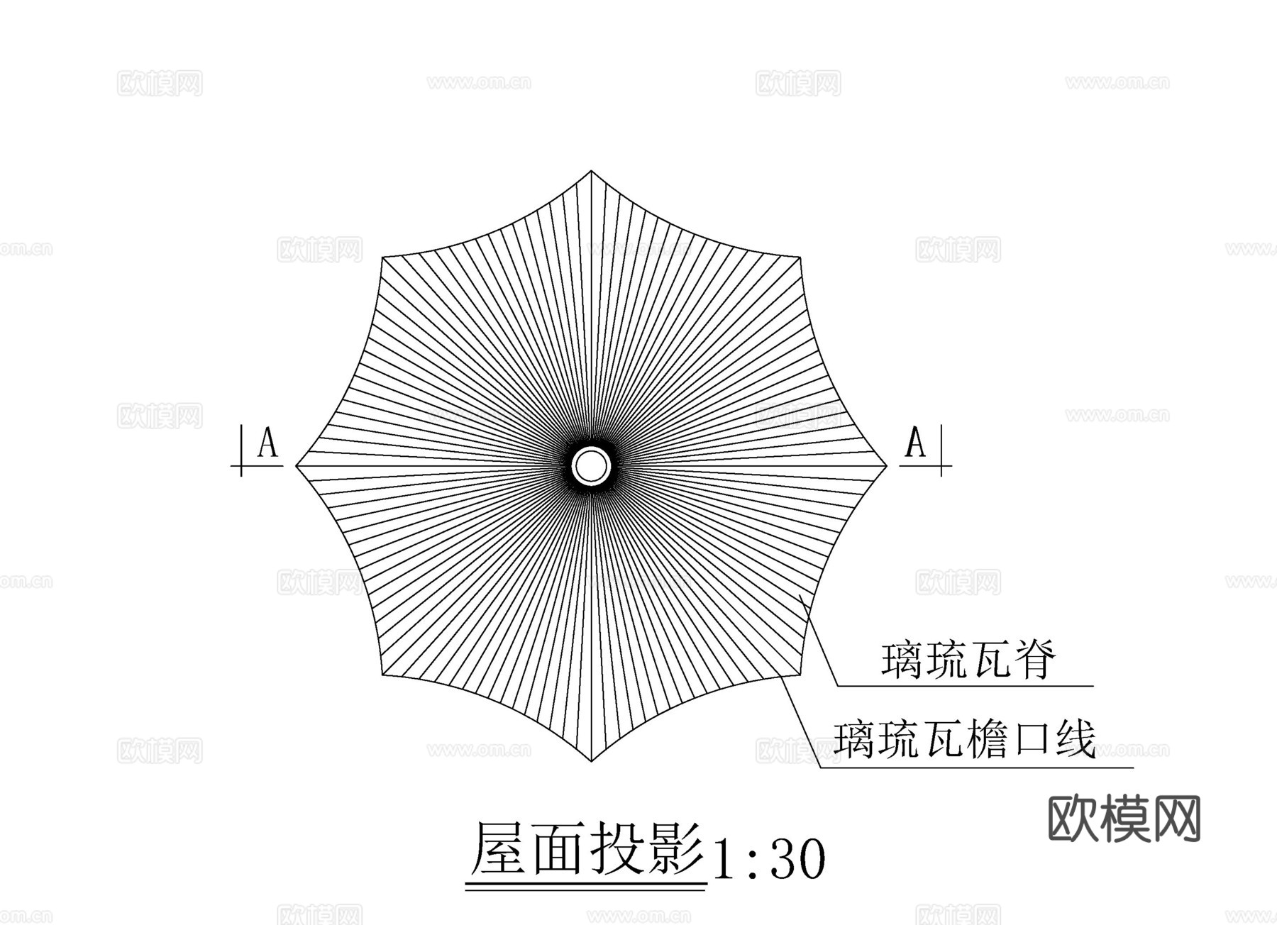 八角亭cad施工图