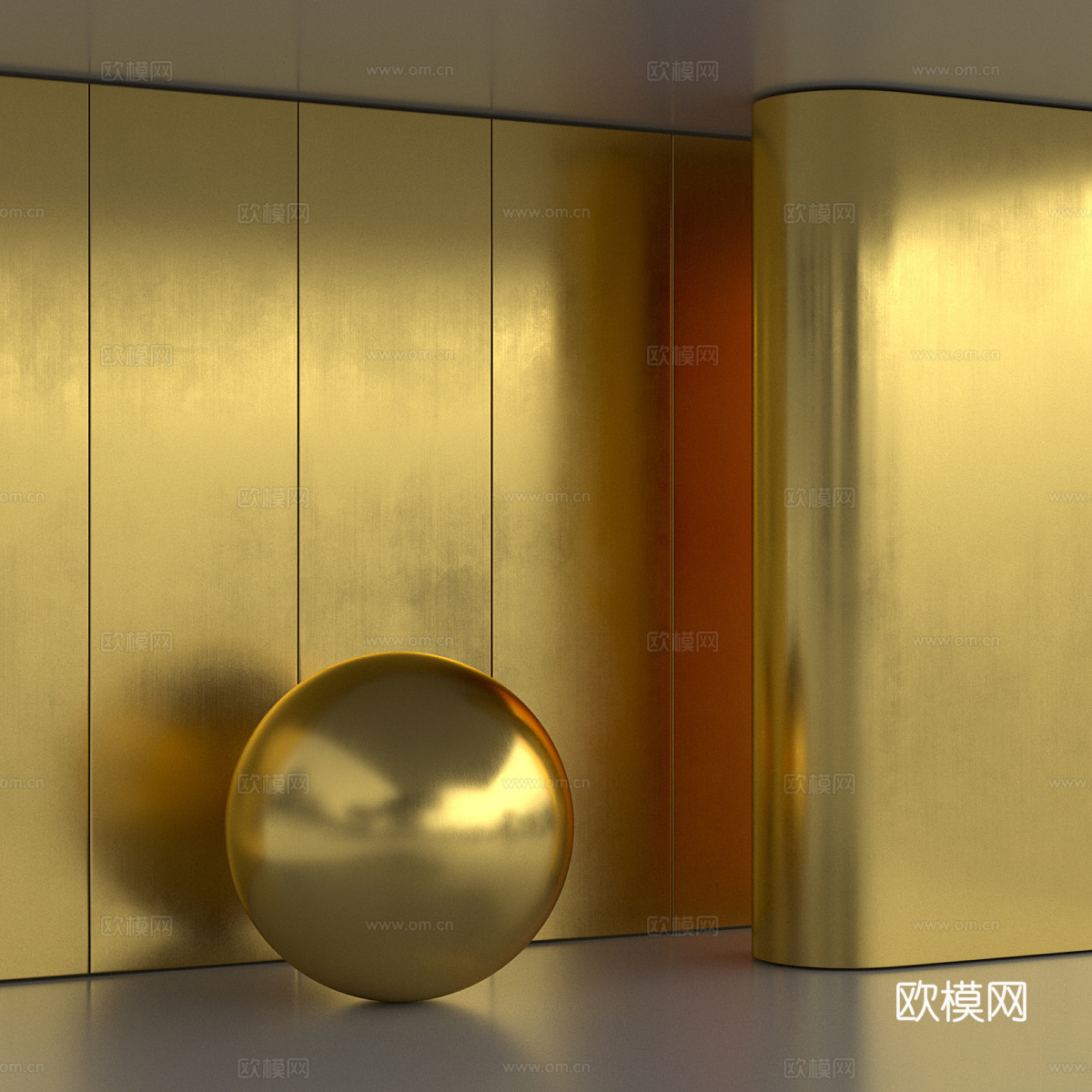 现代金属 黄铜材质3d模型