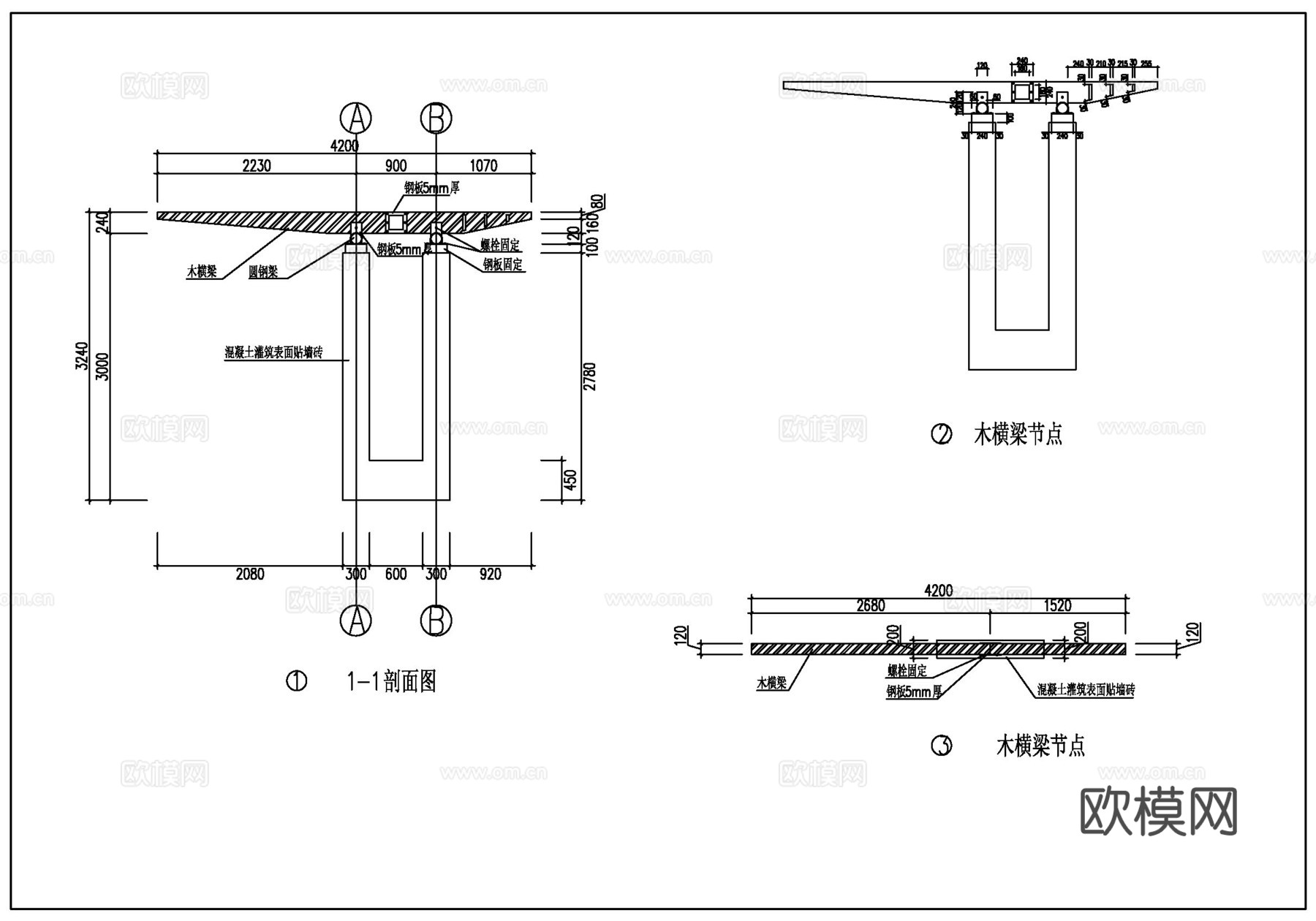 河畔连廊施工大样图cad施工图