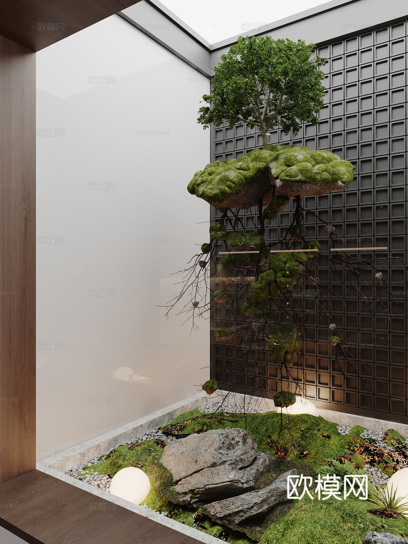 新中式植物堆 植物造景 植物堆 悬吊植物 室内造景3d模型