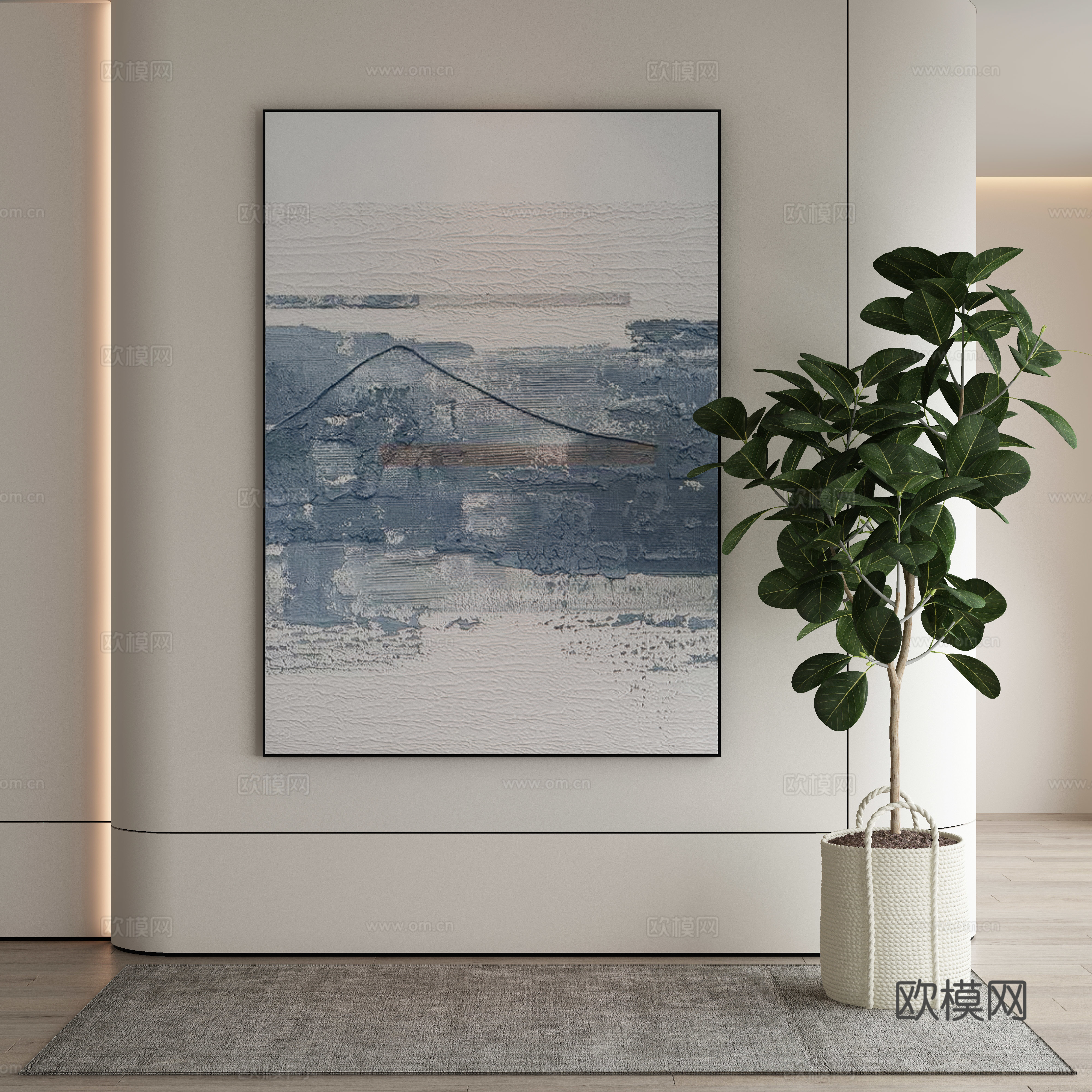 现代侘寂挂画 油画3d模型