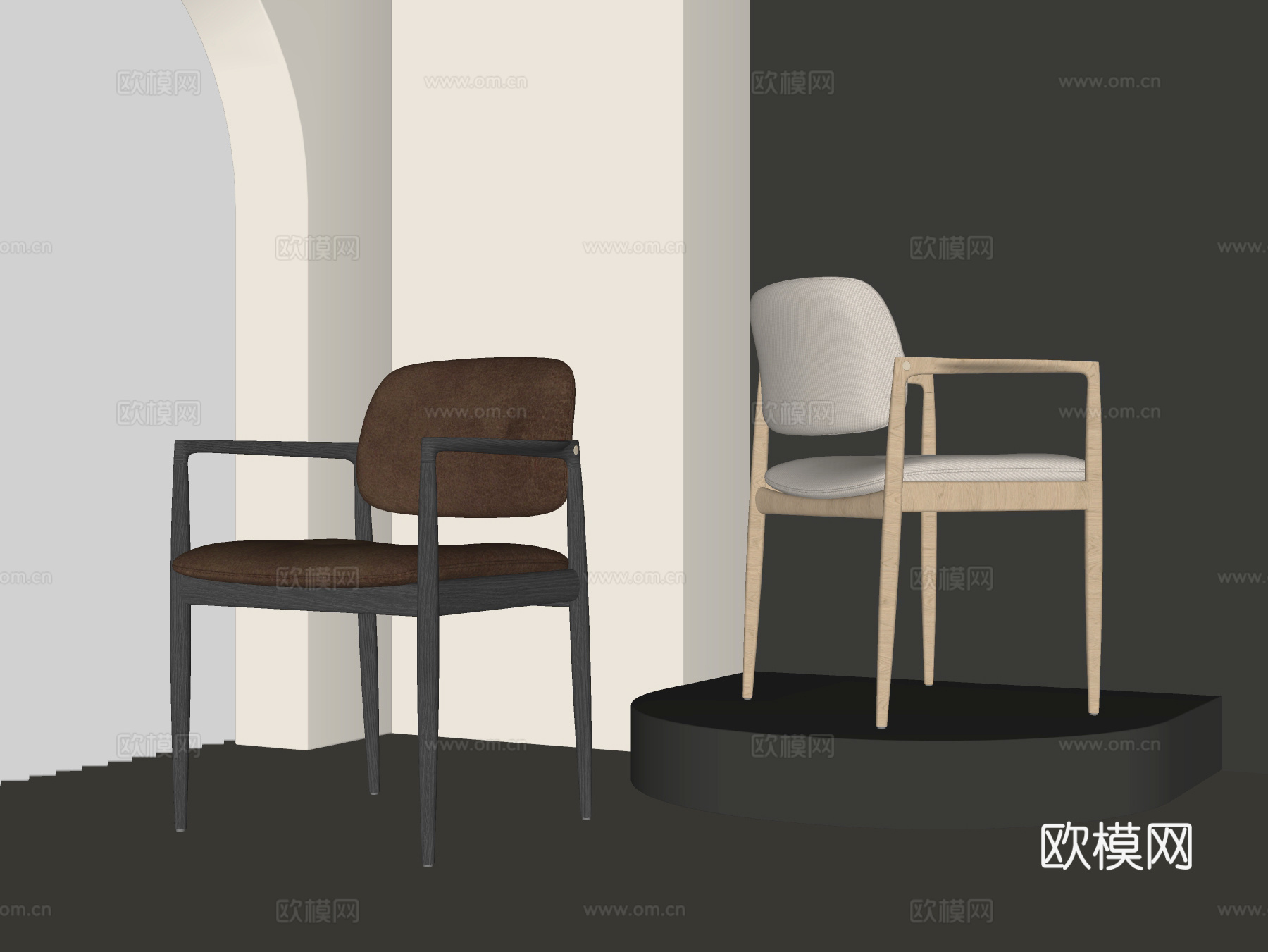 Minotti Yoko现代餐椅 皮革单椅 扶手椅su模型