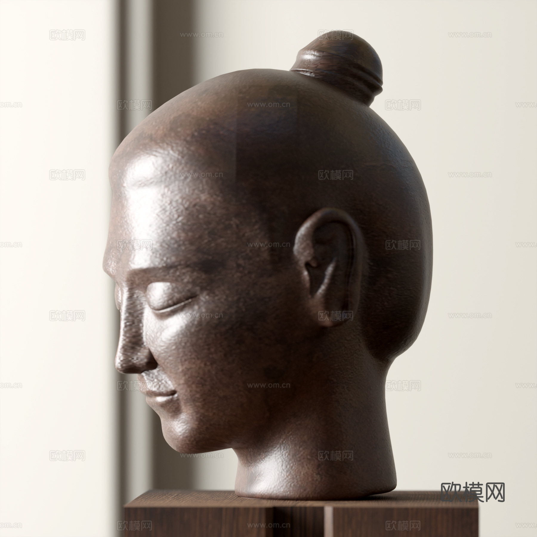 新中式人物头像雕塑su模型