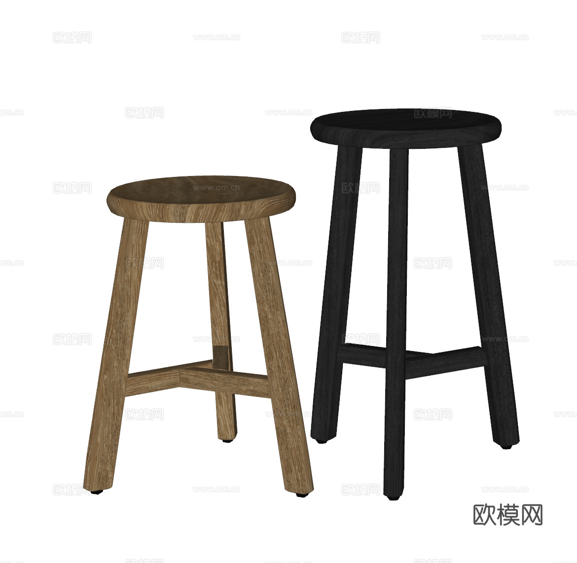 现代吧凳组合 实木吧凳 吧椅su模型