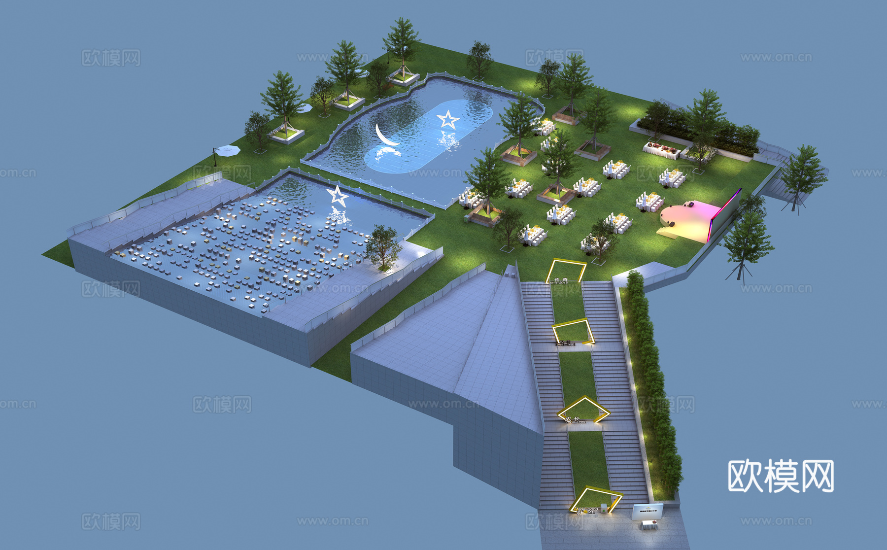 露天part派对会场活动现场布置3d模型