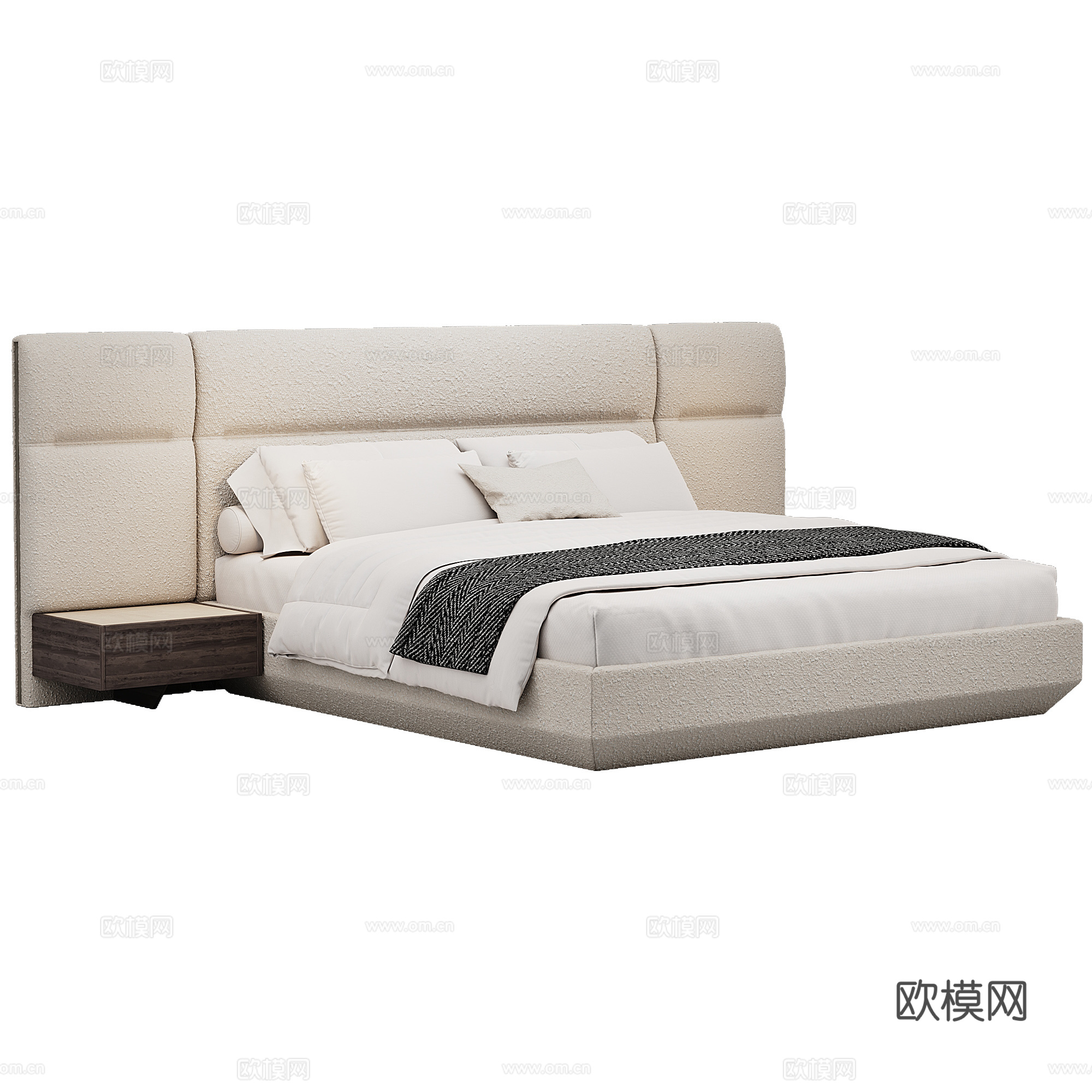 软床 布艺 双人床 床品 抱枕3d模型