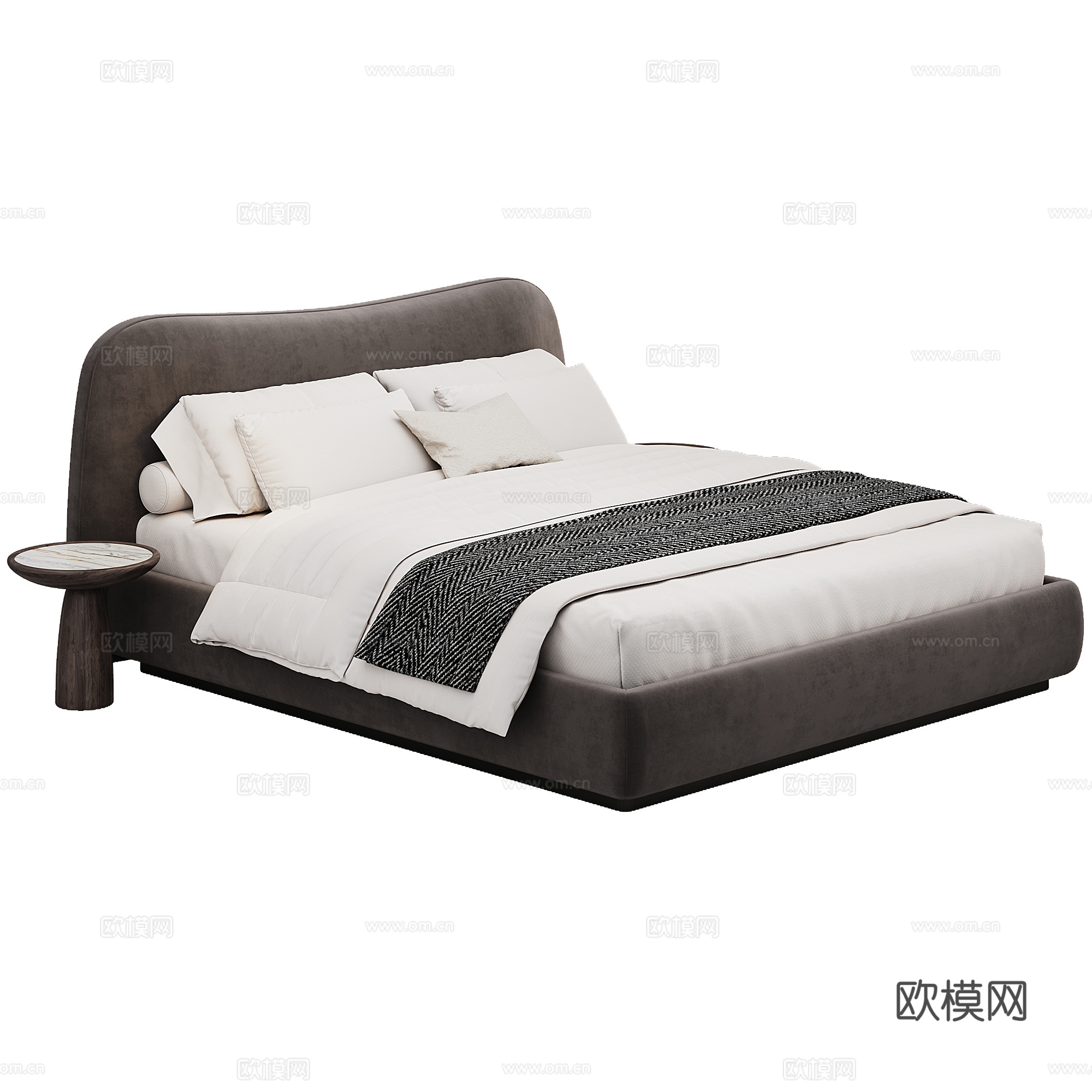 软床 布艺 双人床 床品 抱枕3d模型