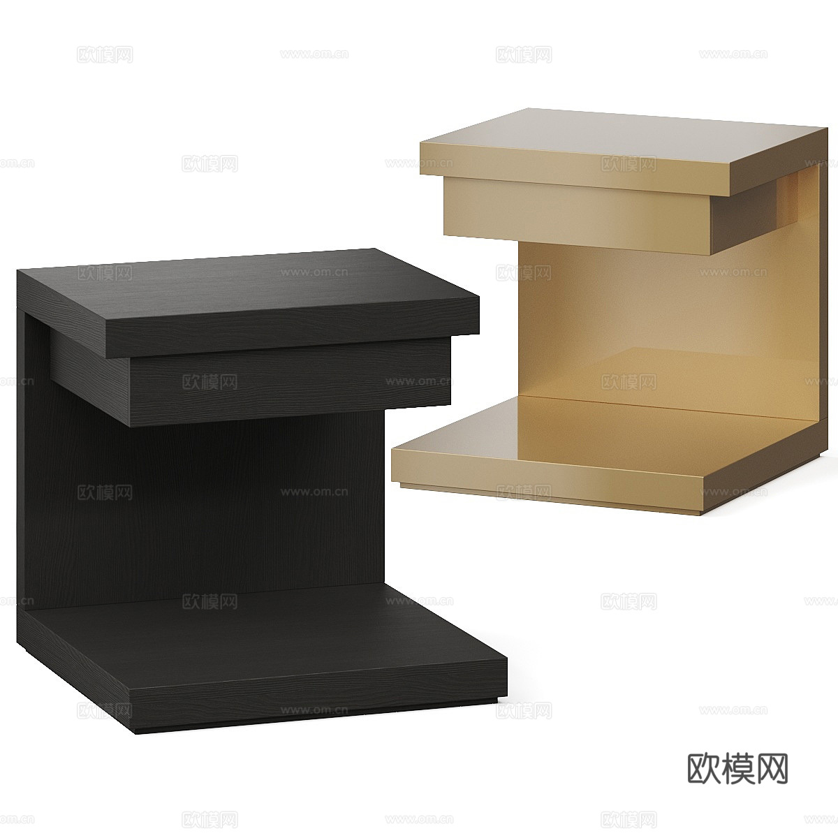 现代意式极简实木床头柜3d模型