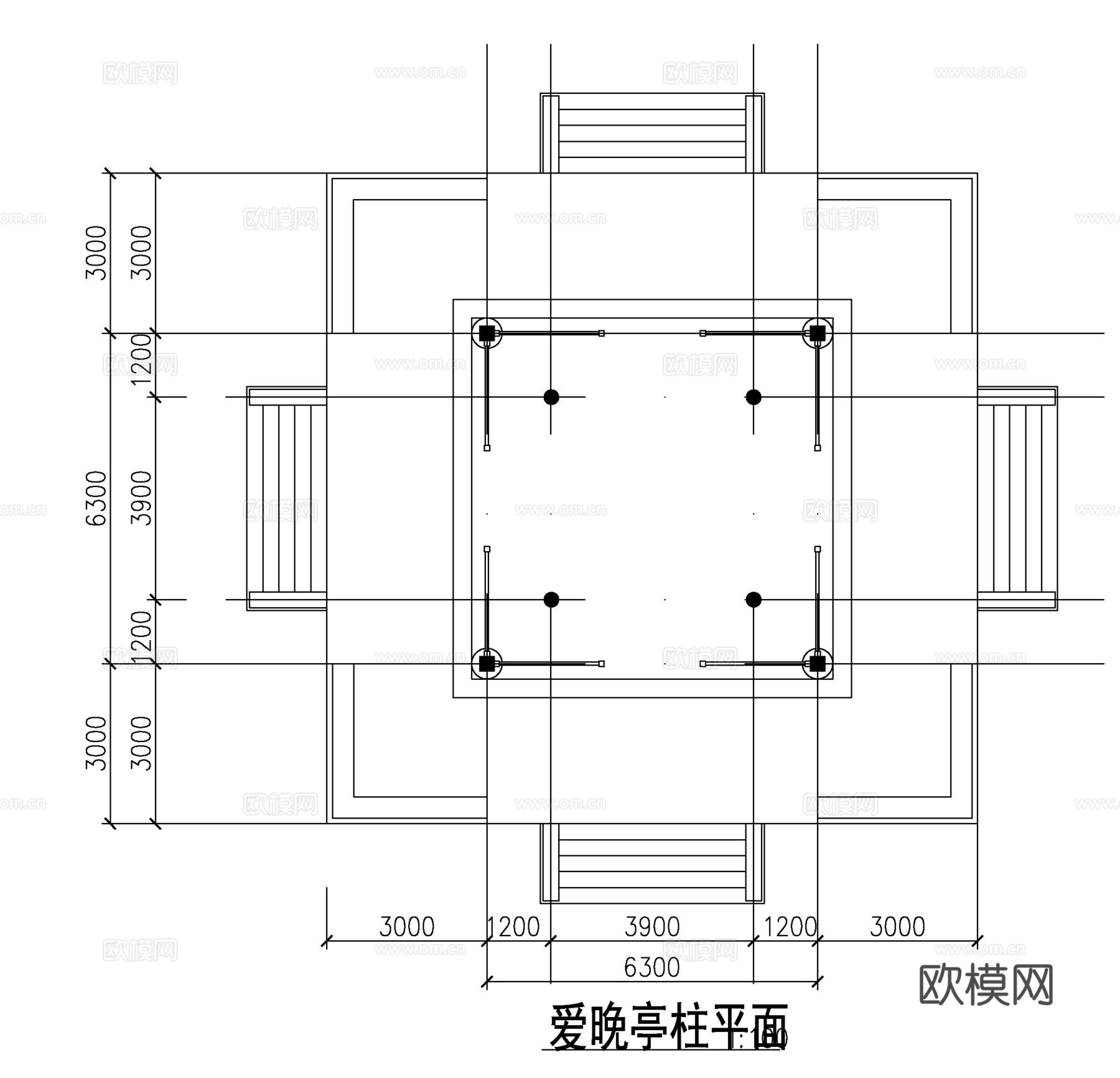 爱完亭子cad施工图