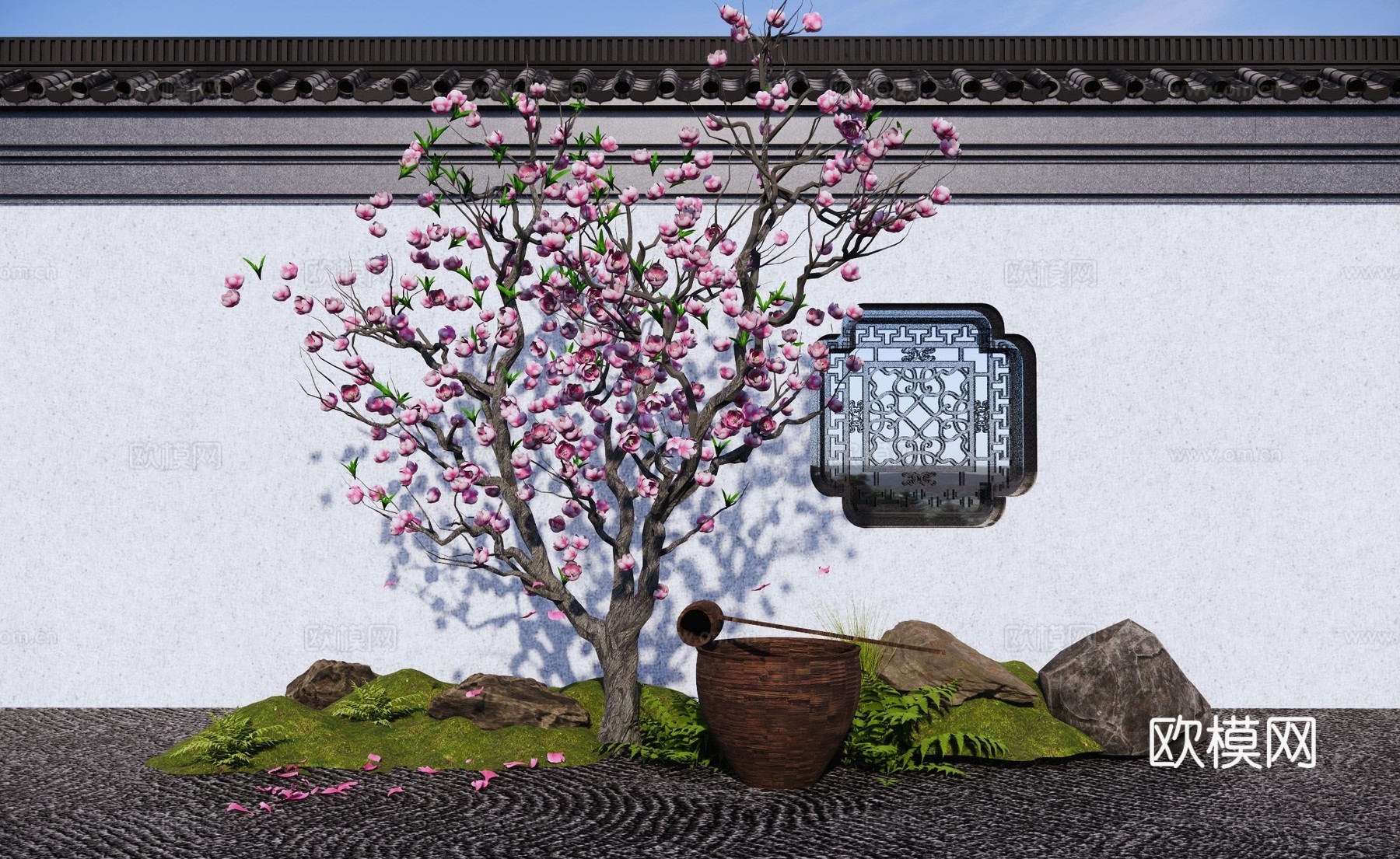 桃花树 景观乔木 园林造型树 庭园花树 开花乔木 垂丝海棠su模型