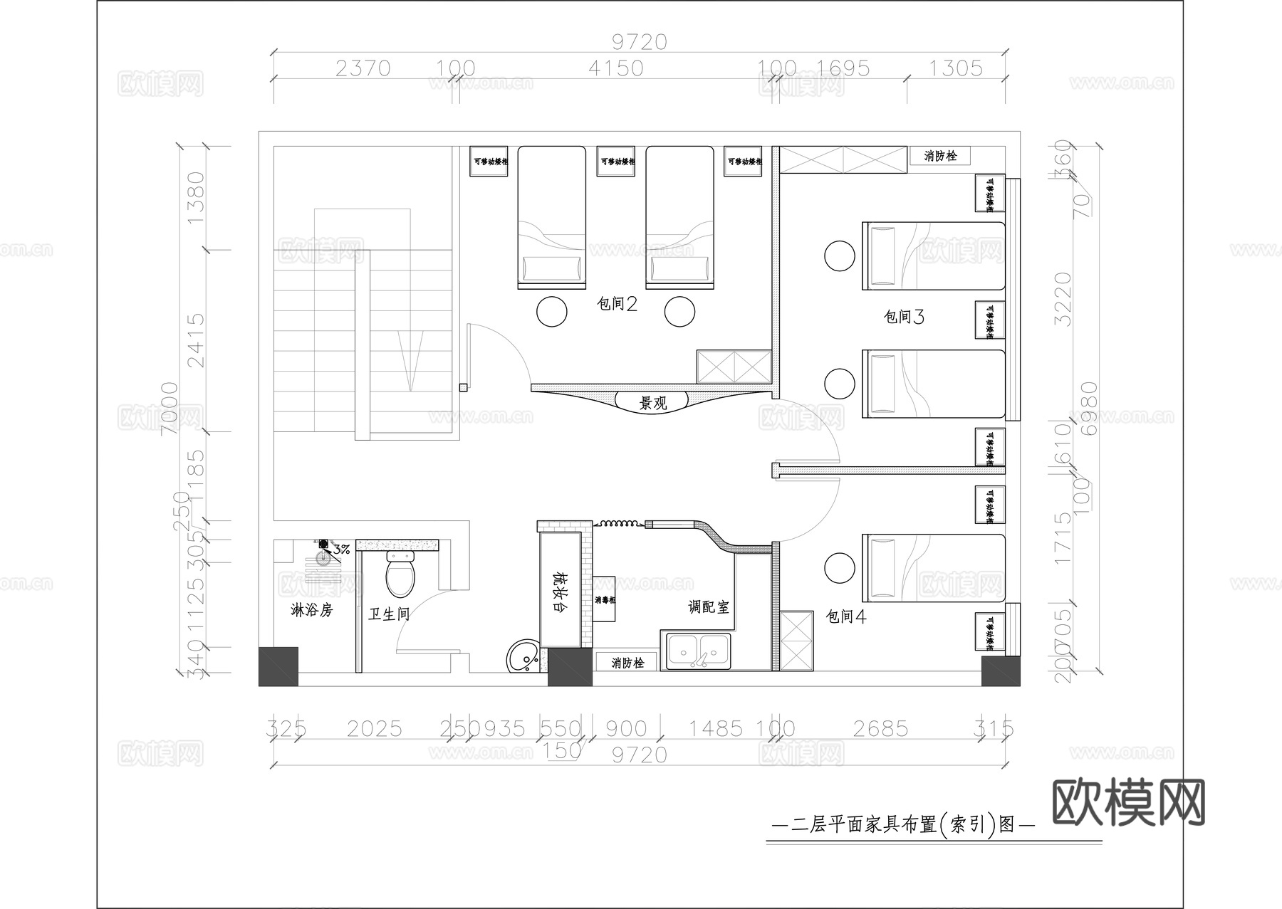 中医养生馆施工图cad施工图