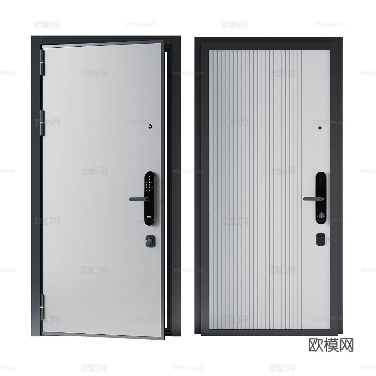 现代意式带指纹锁入户门 套装门 单开门3d模型