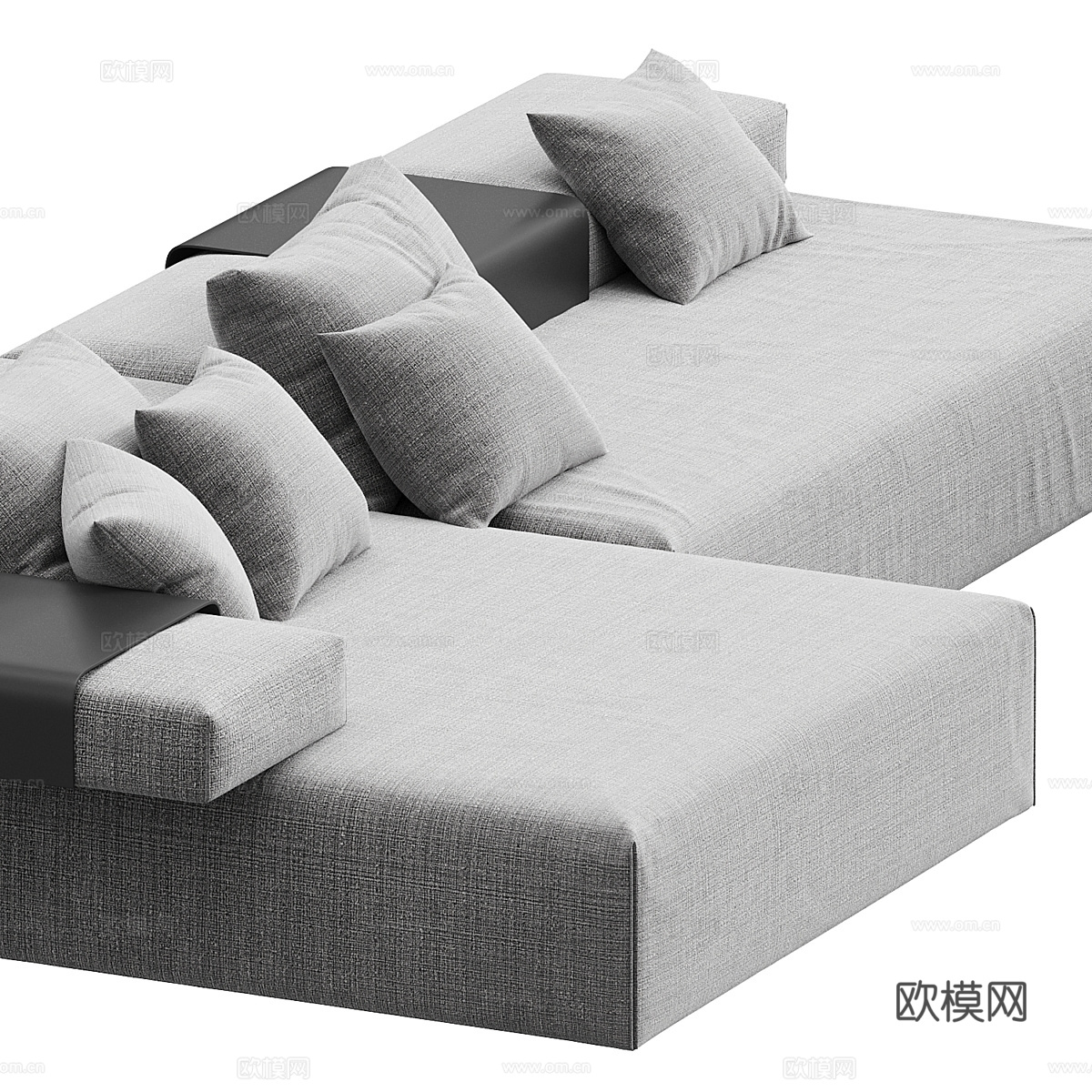 现代意式布艺组合沙发3d模型
