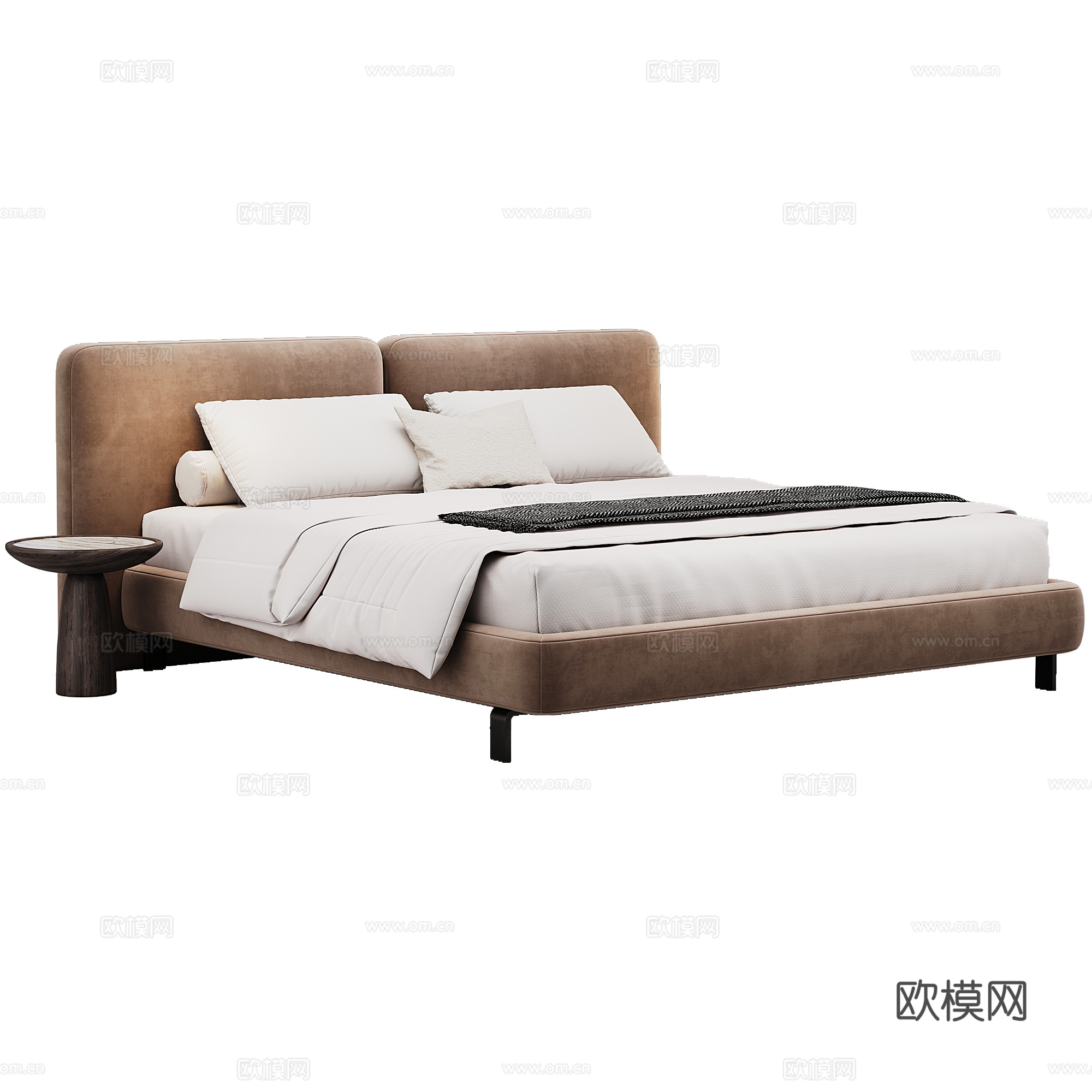 Minotti 软床 布艺 180 双人床 床品 抱枕3d模型