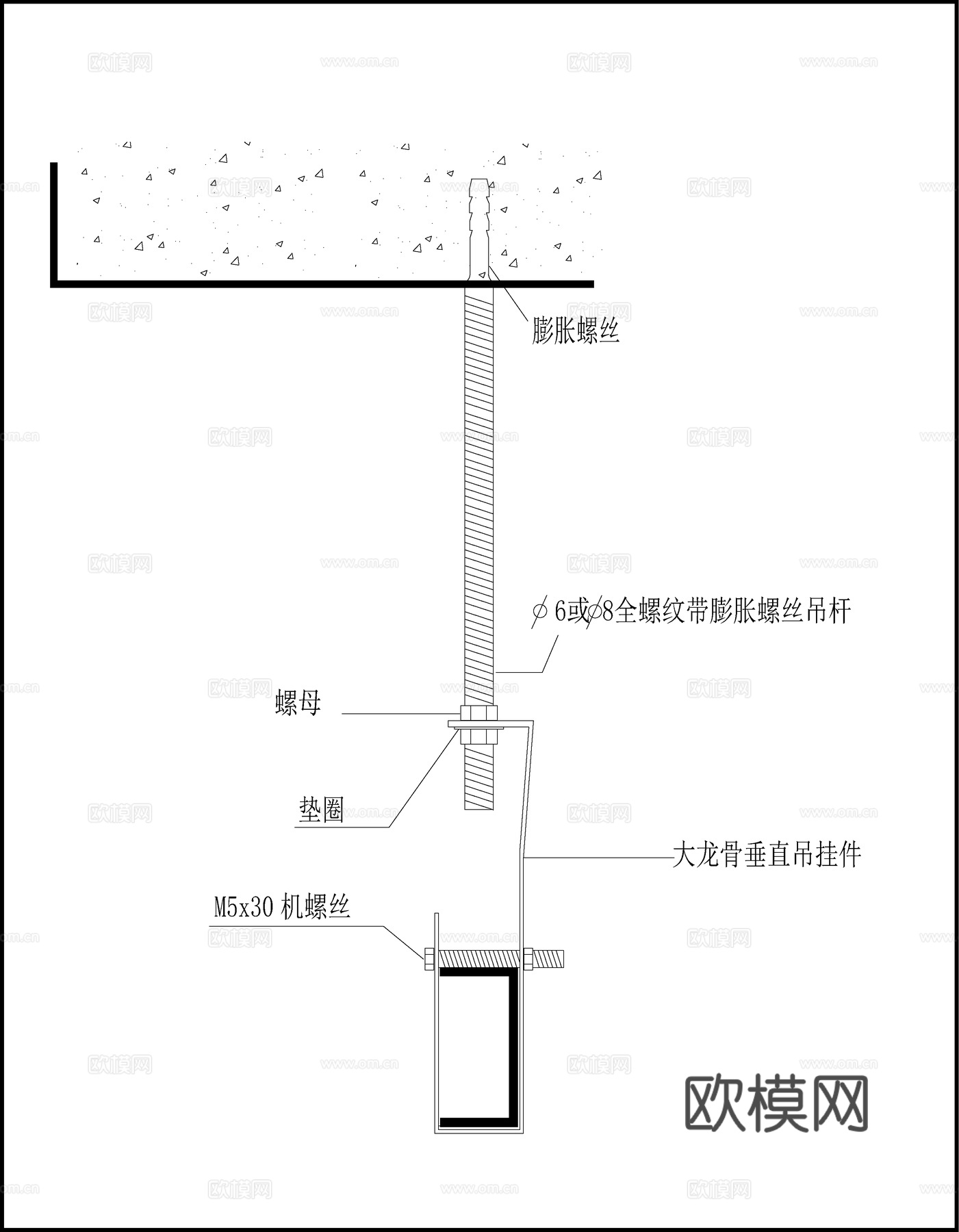带膨胀螺丝吊杆Fcad施工图