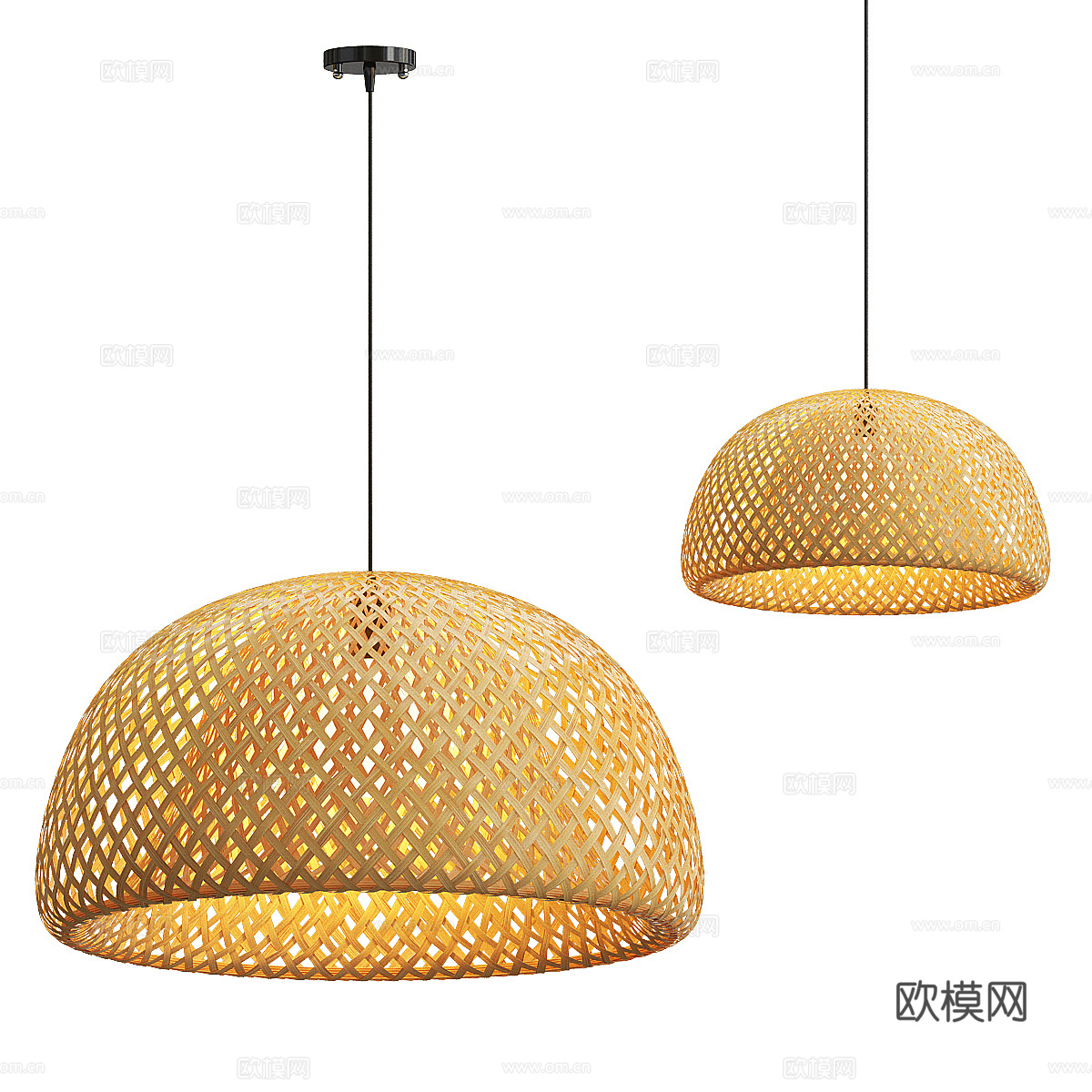新中式竹编吊灯3d模型