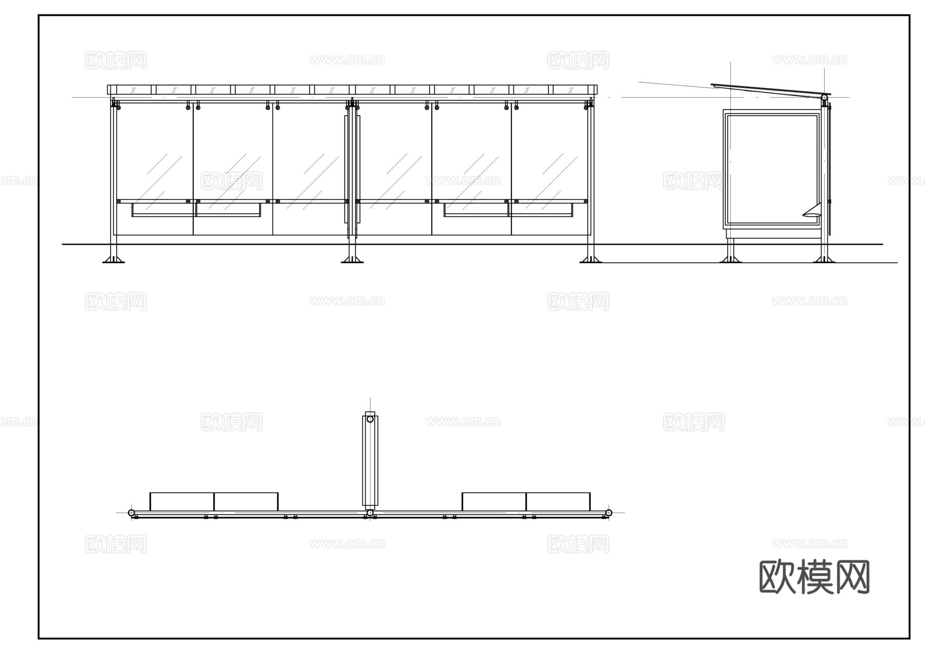公交车亭设计图.(建筑结构）cad施工图