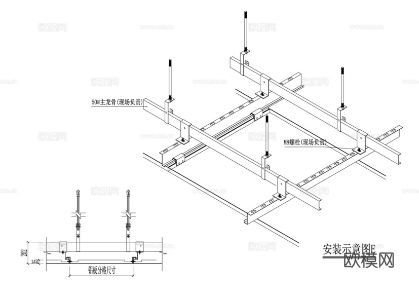 泛金勾搭板cad施工圖下載