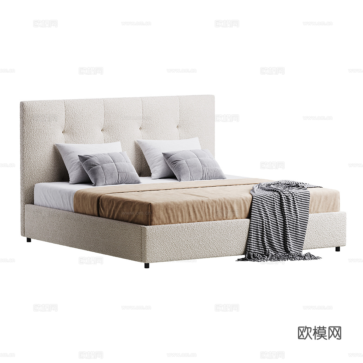 现代意式摩洛哥坚果床3d模型