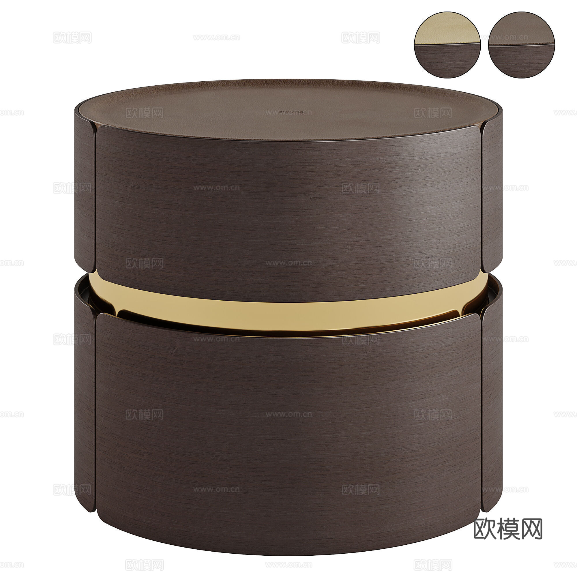 现代意式轻奢圆形床头柜3d模型