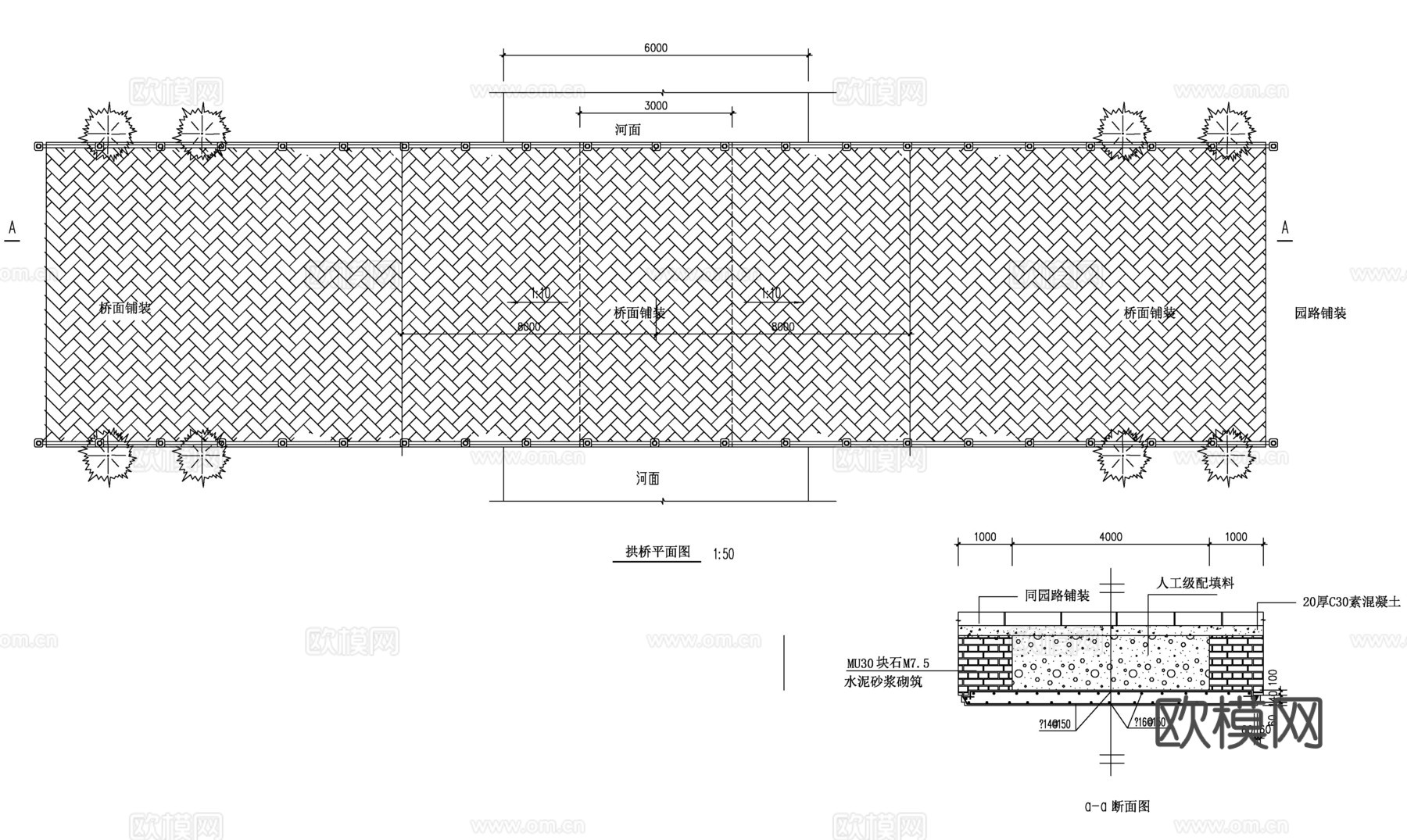 古典石桥建筑图cad施工图