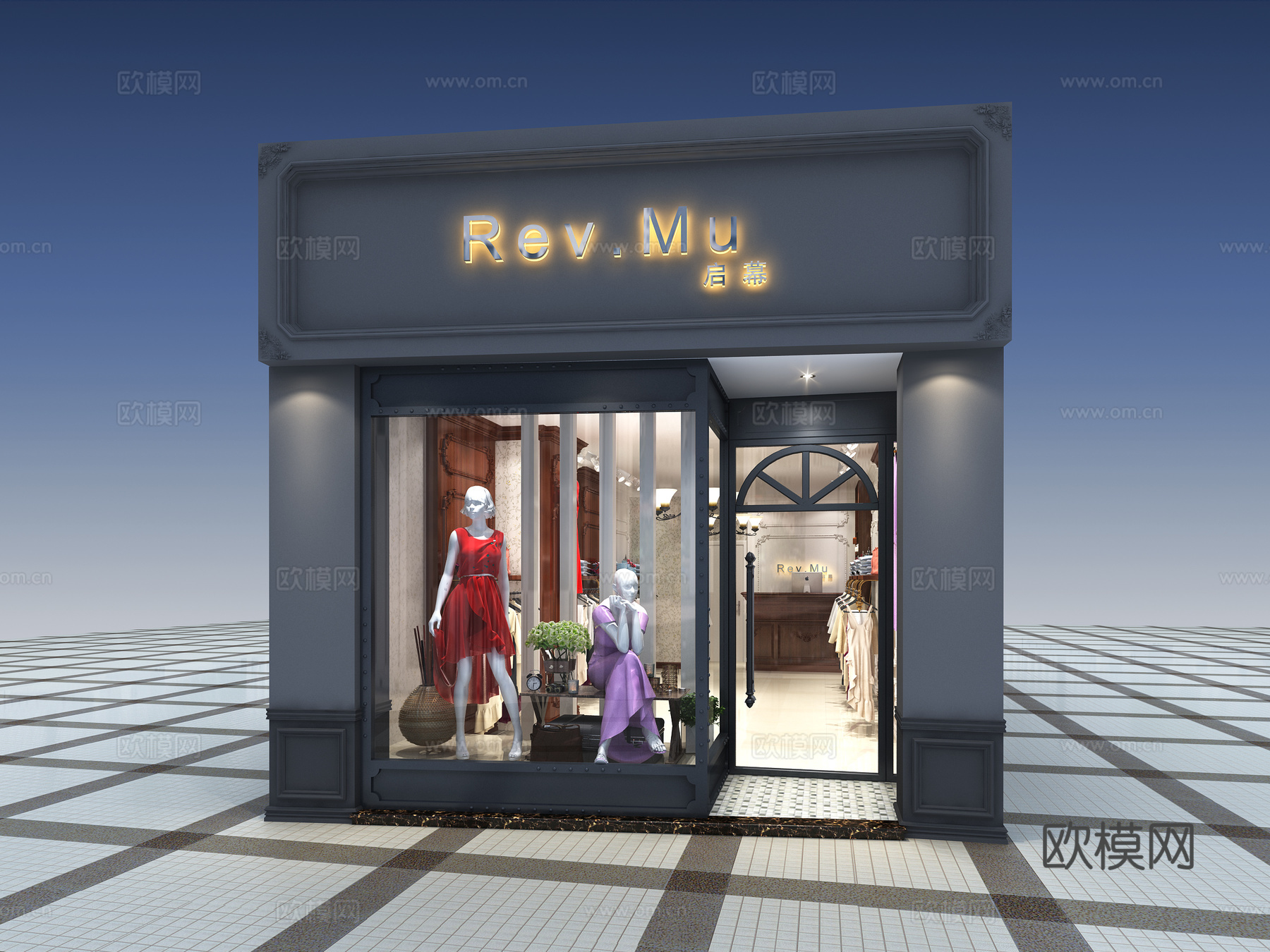 法式欧式复古服装店3d模型