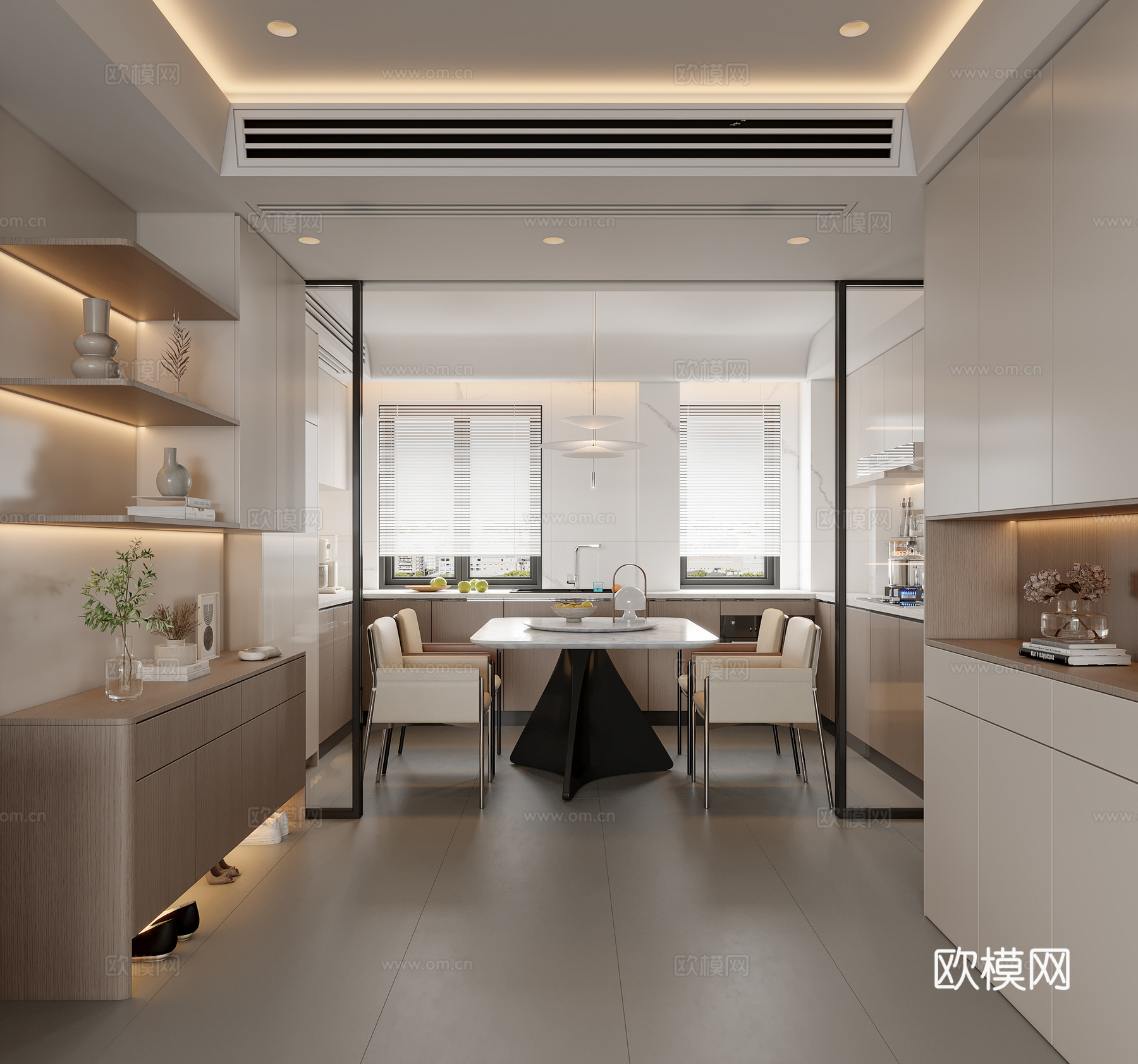 现代轻奢客餐厅3d模型