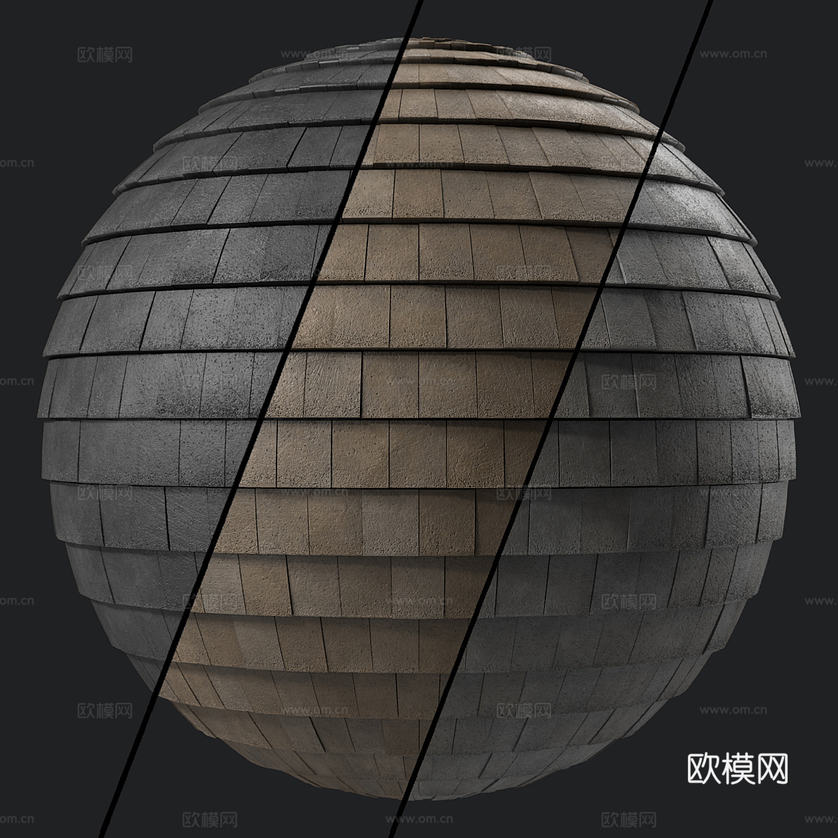 现代意式屋顶瓦片材质 混凝土屋顶3d模型