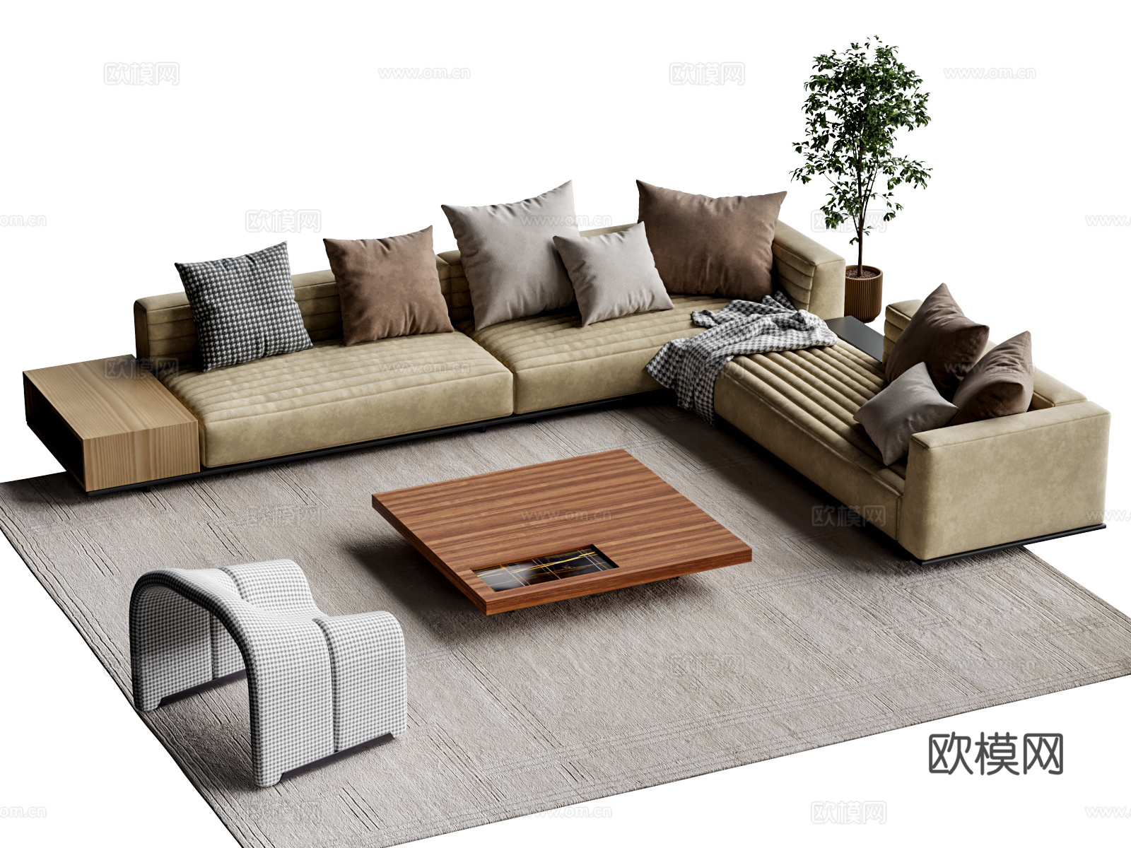 minotti现代沙发茶几组合 多人沙发 转角沙发3d模型