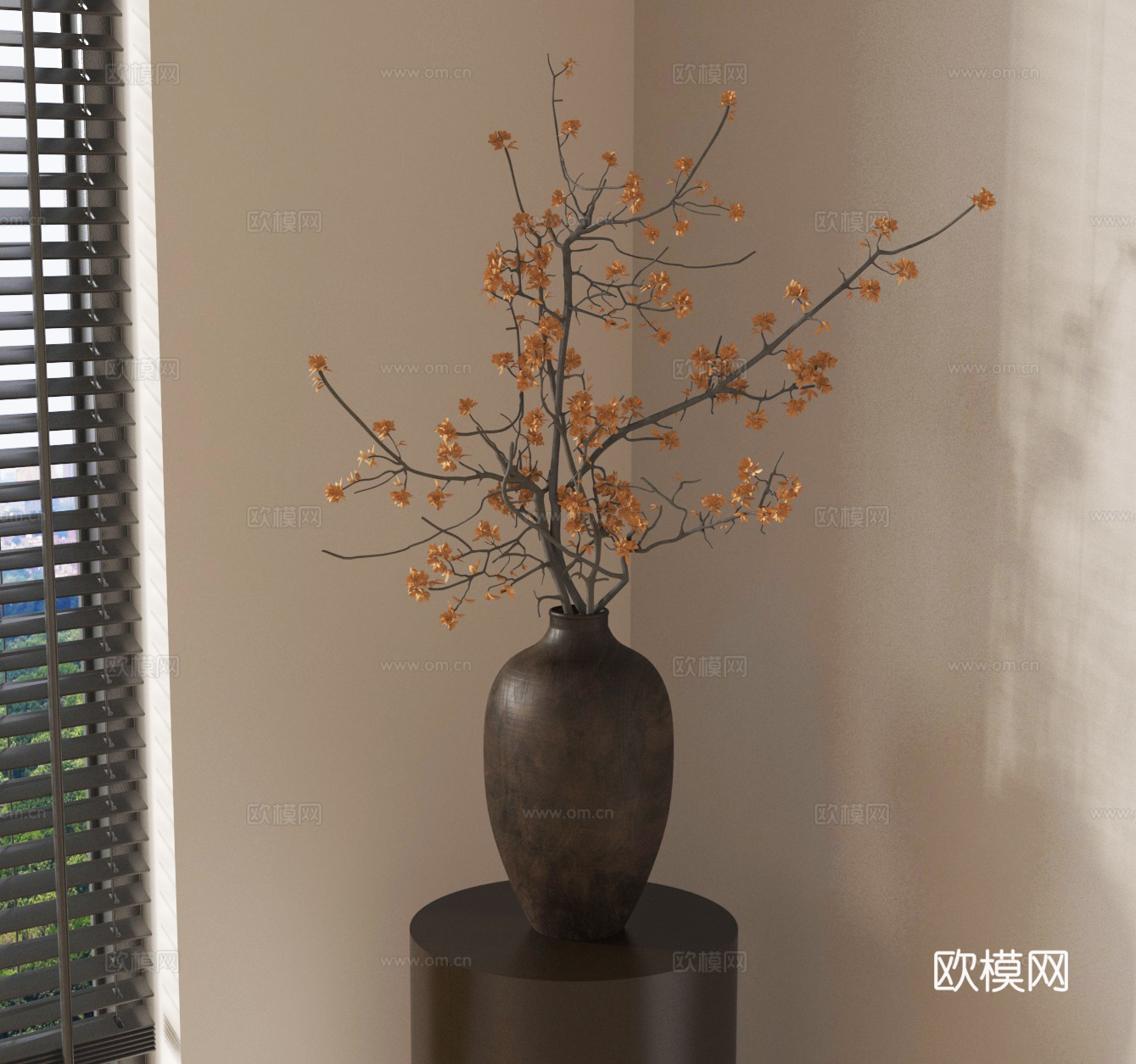 陶罐花瓶 花瓶花艺 干枝花艺su模型
