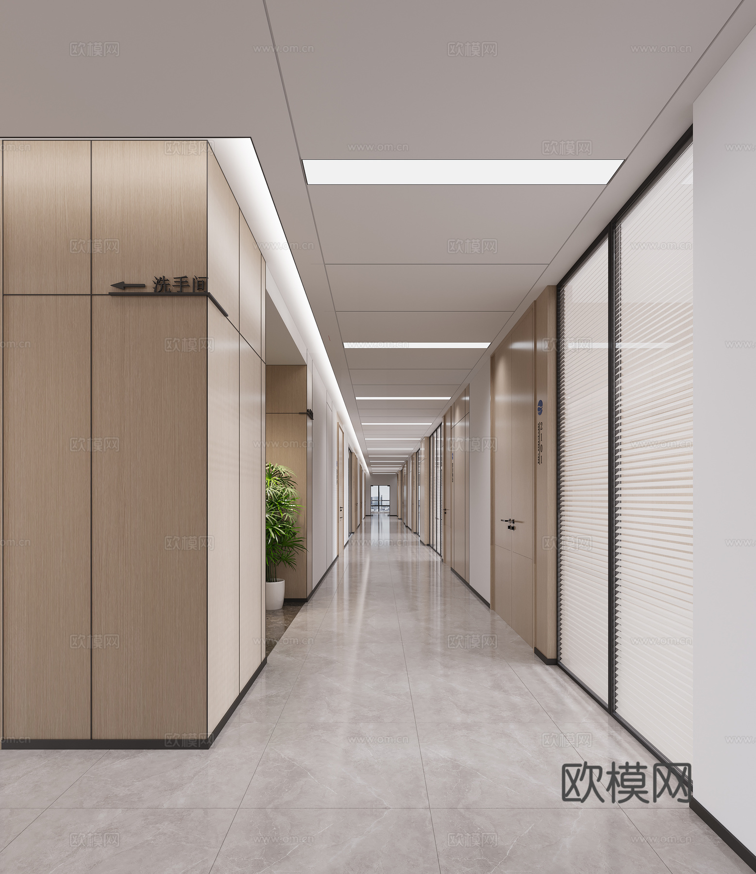 现代走廊 办公走廊 宾馆走廊 会所走廊 餐厅走廊 KTV走廊3d模型