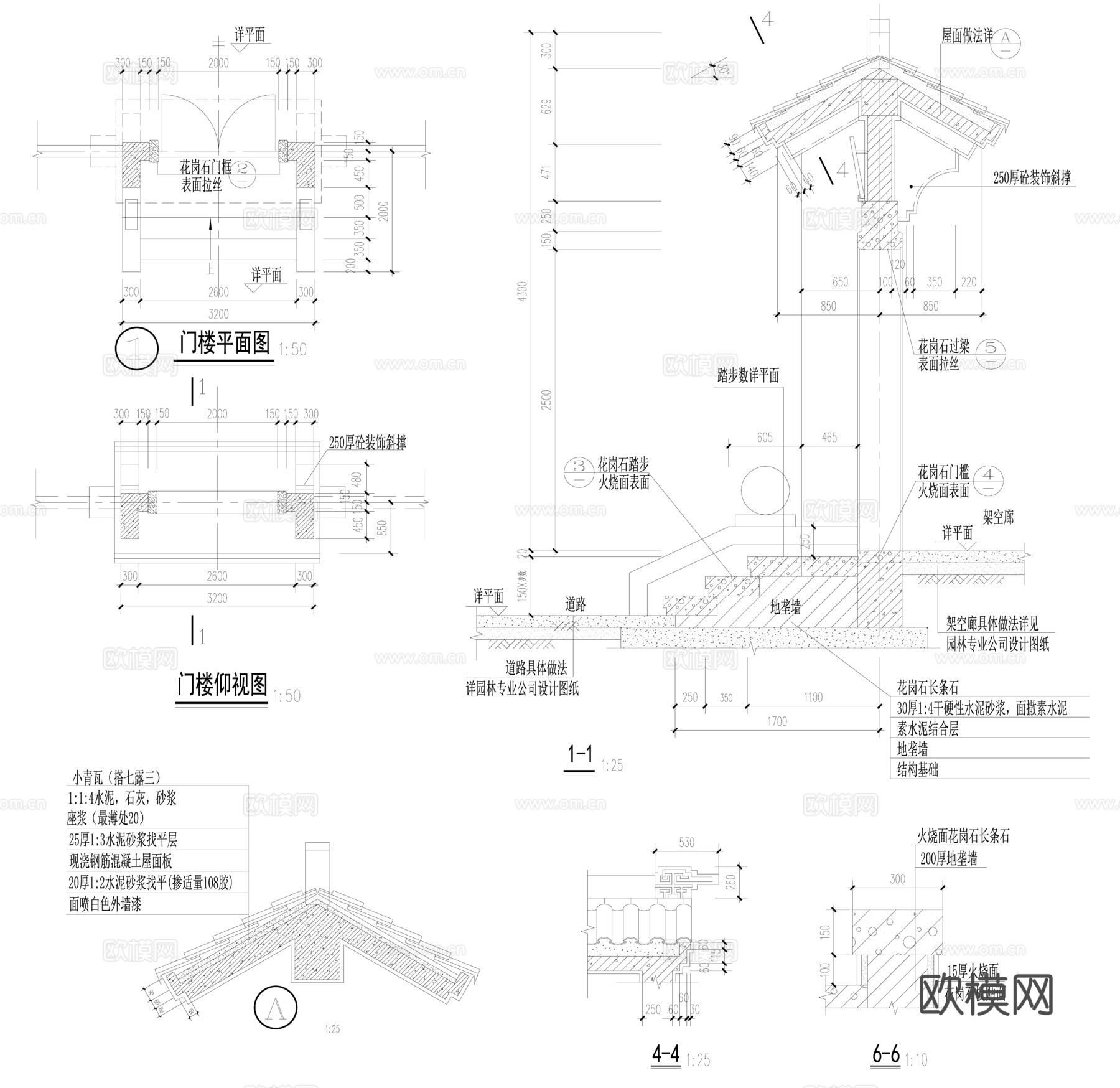 中式门楼节点详图cad施工图