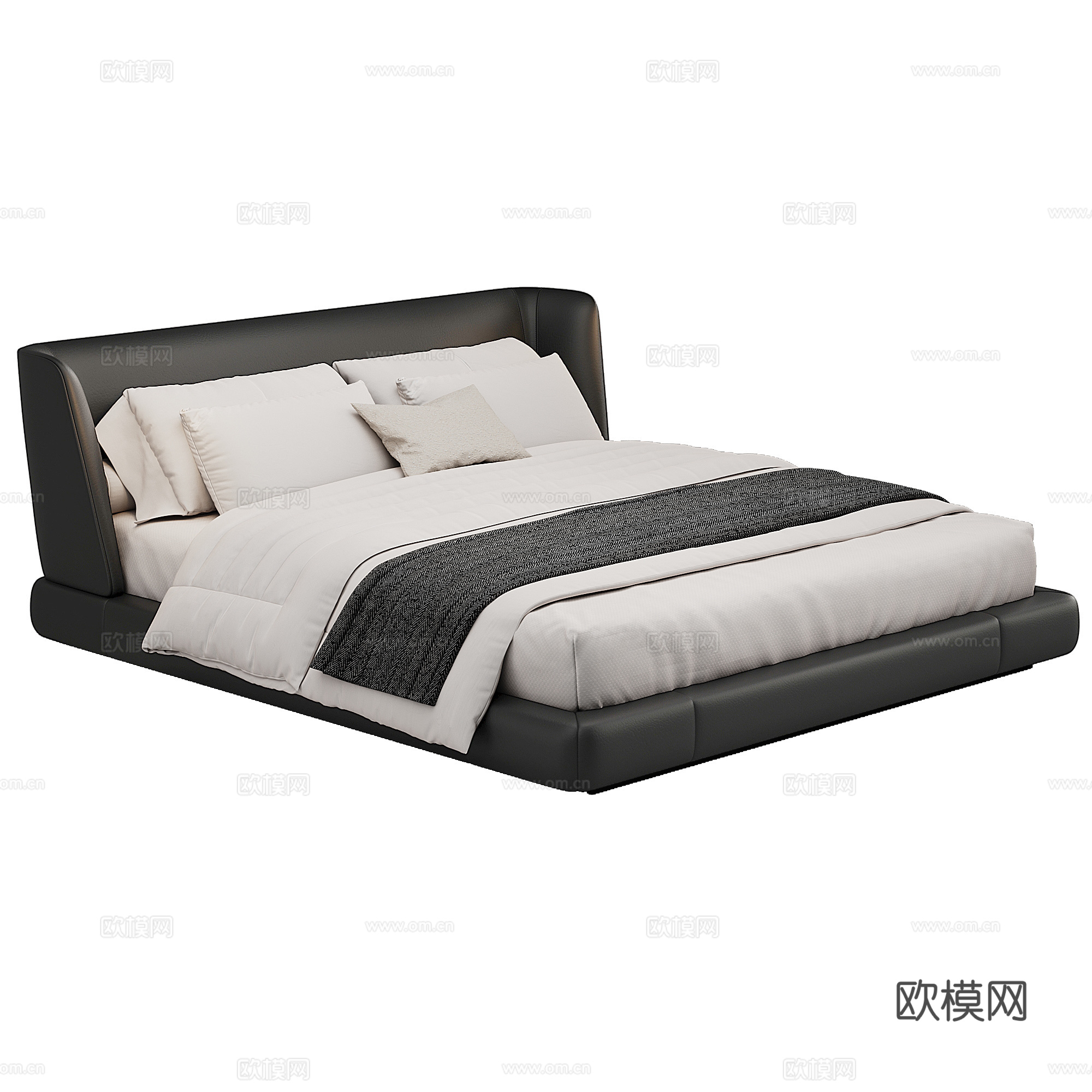 软床 布艺 双人床 床品 抱枕3d模型