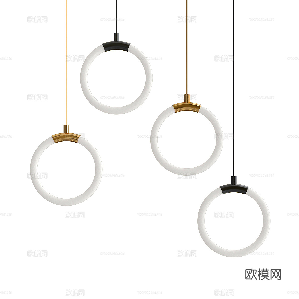 现代轻奢极简圆圈装饰吊灯3d模型