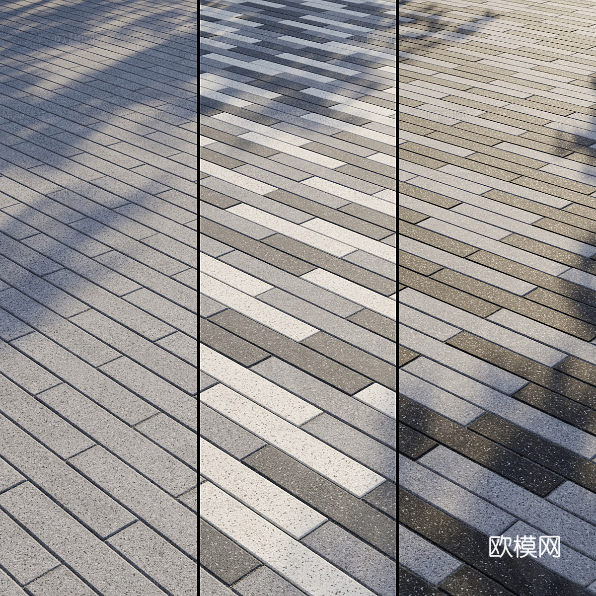 现代意式室外铺路砖 铺路石3d模型